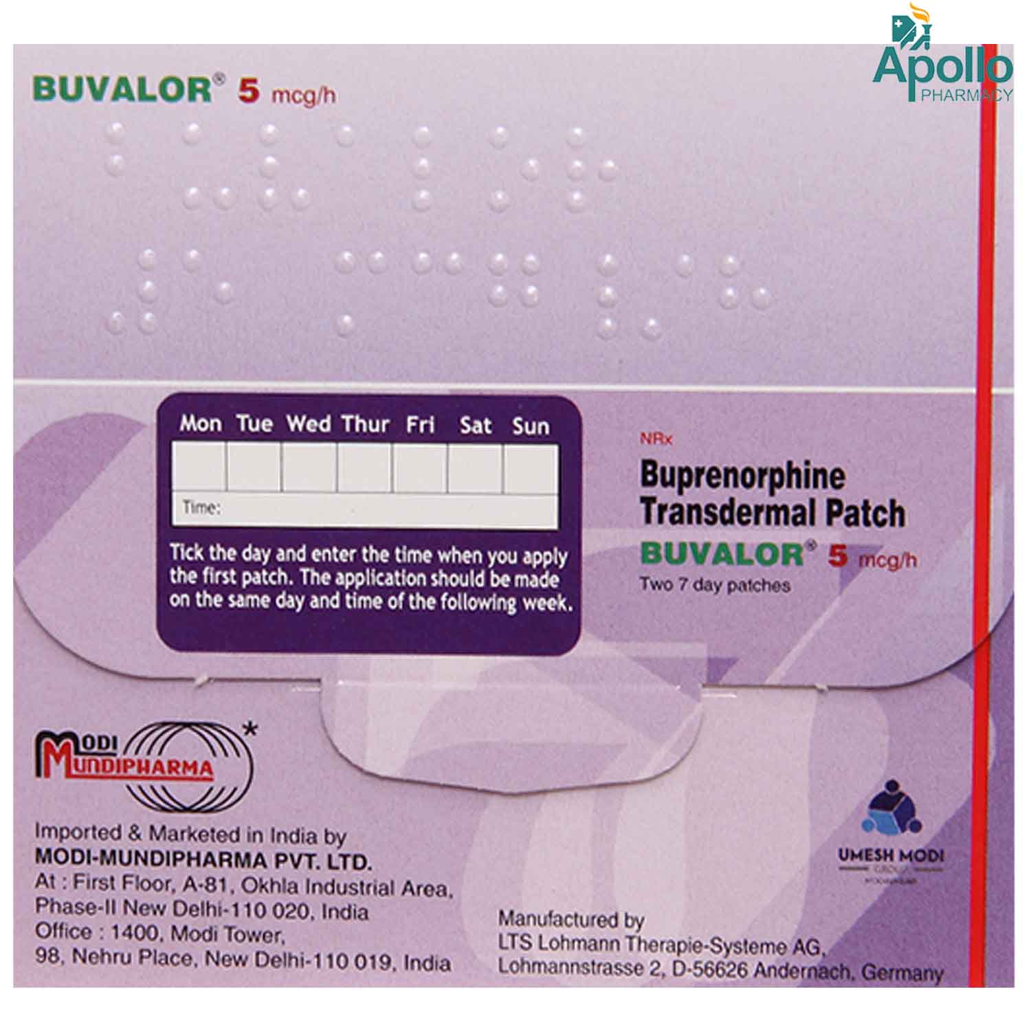 Buy Buvalor 5 mcg/h Transdermal Patch 2's Online