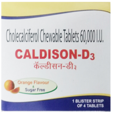 Caldison D3 Sugar Free Orange Flavour Tablet 4's, Pack of 4 TabletS Caldison D3 Sugar Free Orange Flavour Tablet 4's, Pack of 4 TabletS