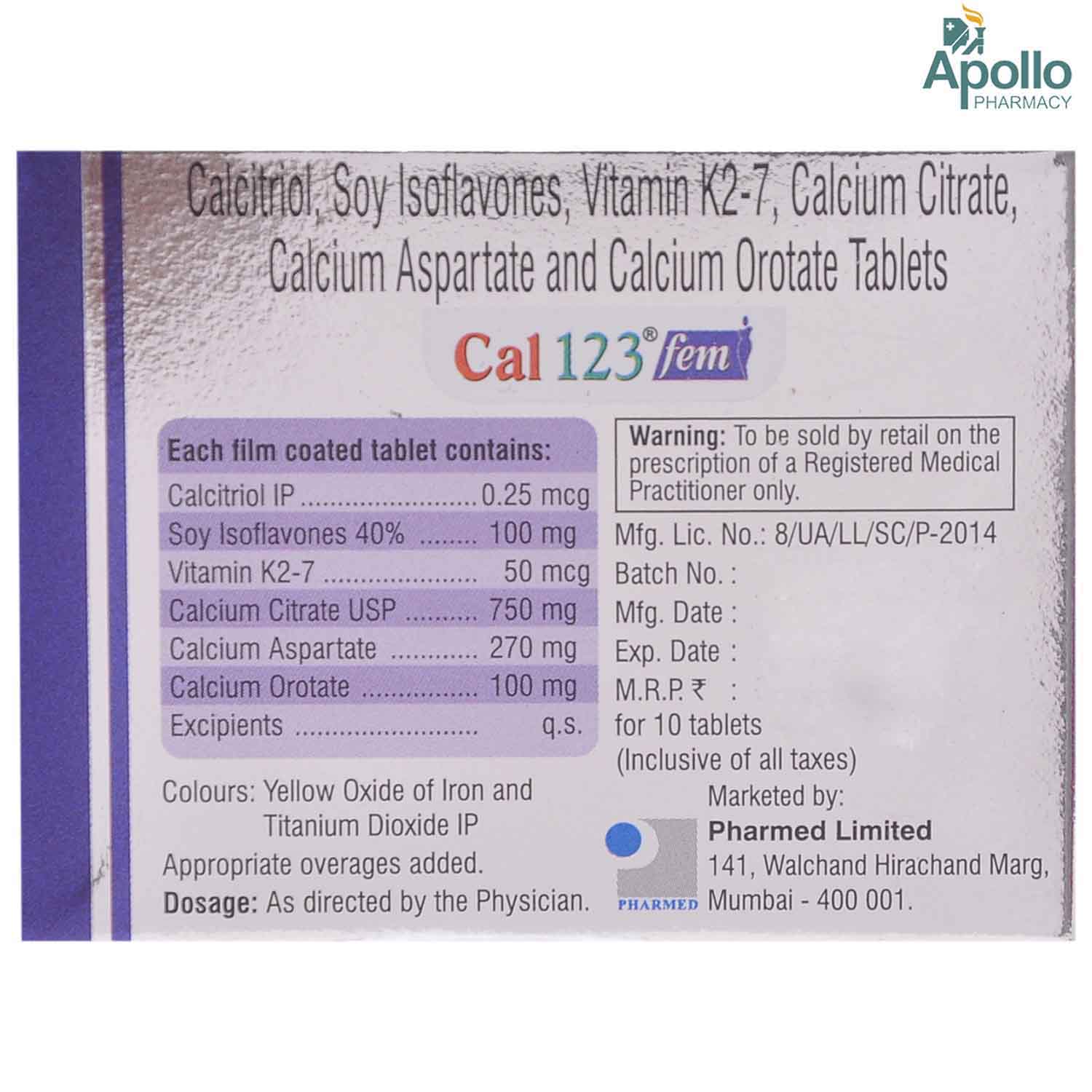Cal 123 Fem Tablet 10's, Pack of 10 TABLETS Cal 123 Fem Tablet 10's, Pack of 10 TABLETS