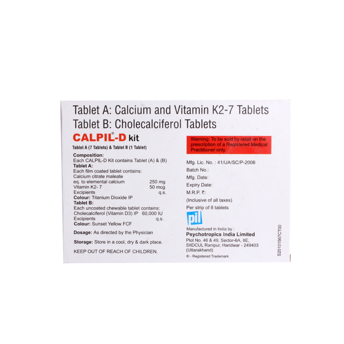 Calpil-D Tablet Kit 8's, Pack of 1 Calpil-D Tablet Kit 8's, Pack of 1