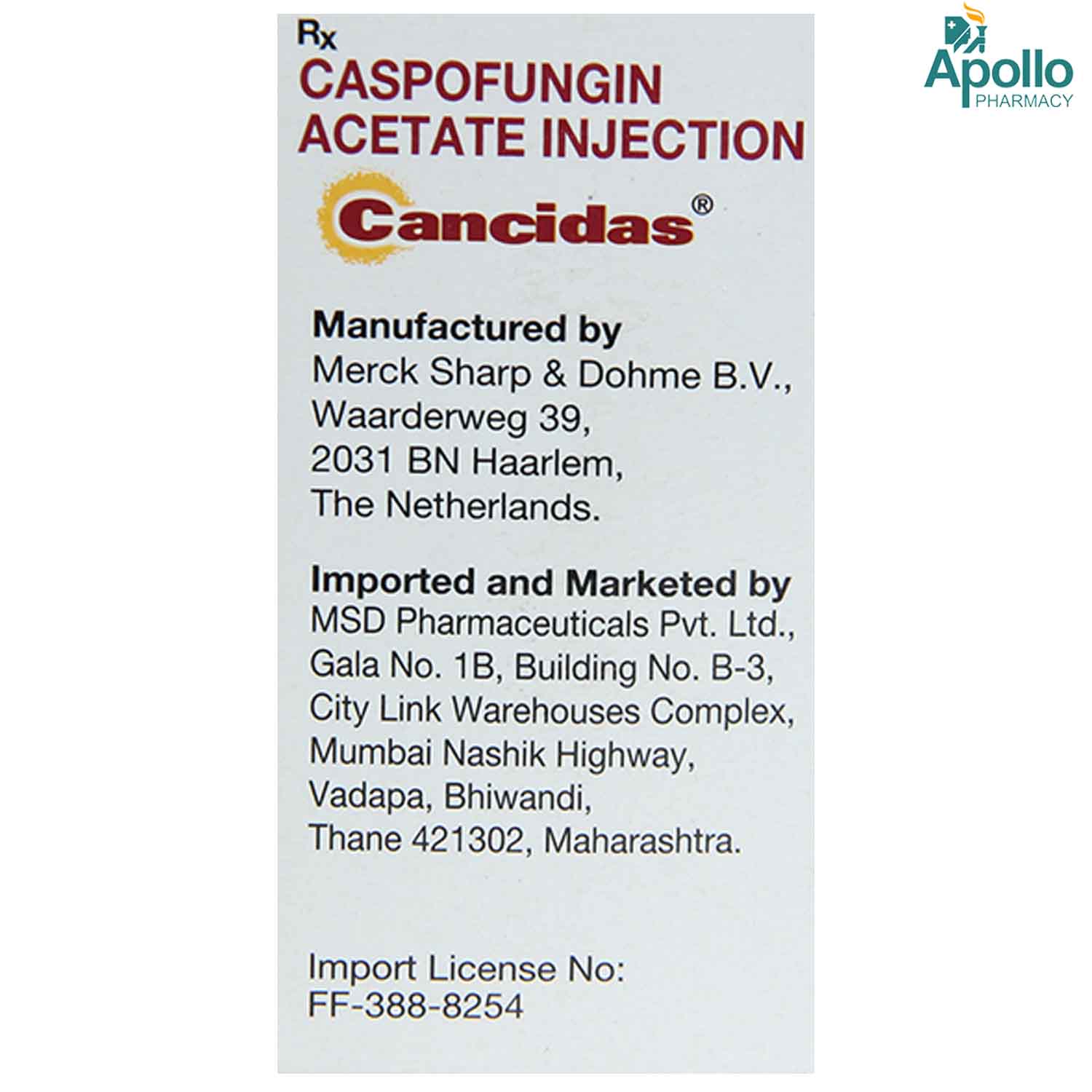 CANCIDAS 50MG INJECTION 10ML, Pack of 1 INJECTION CANCIDAS 50MG INJECTION 10ML, Pack of 1 INJECTION