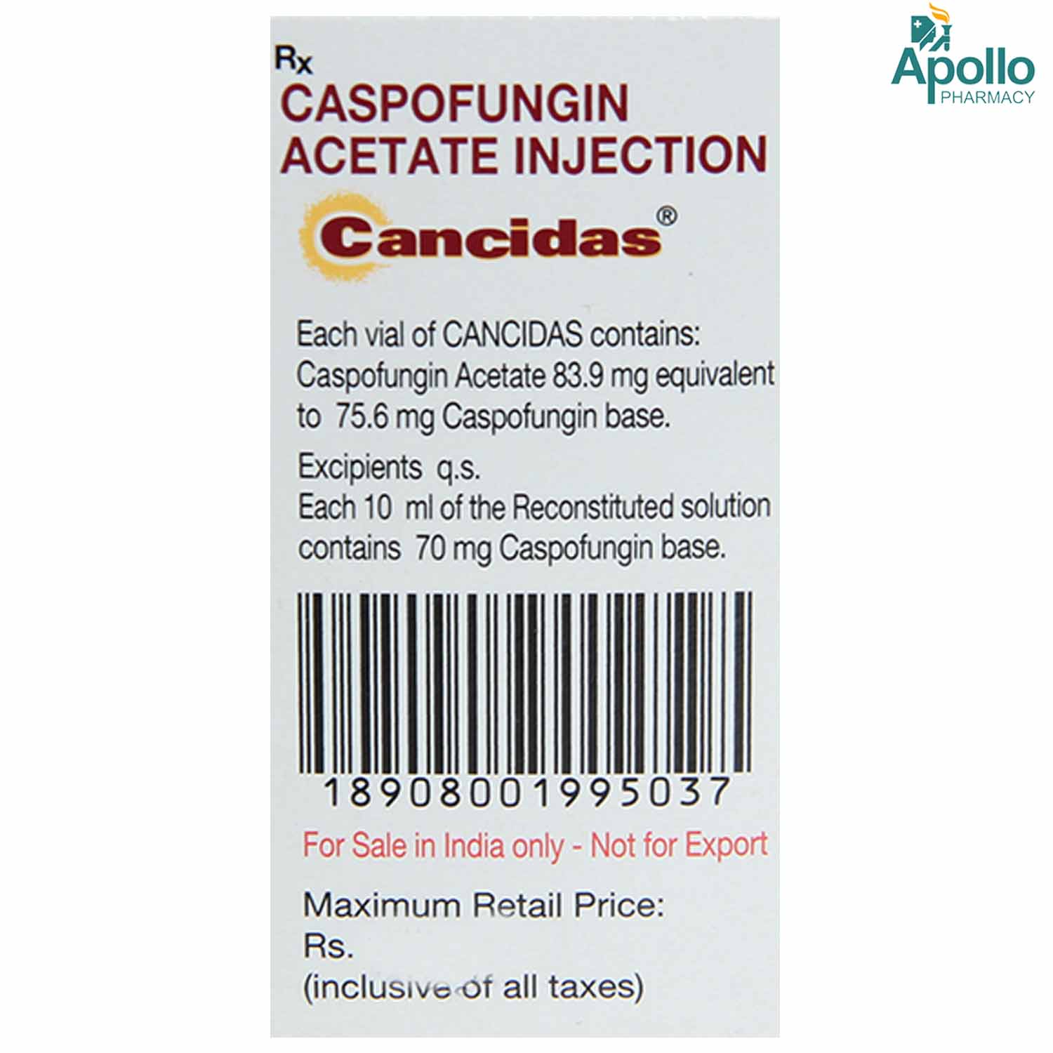 Cancidas 70 Injection 10 ml, Pack of 1 INJECTION Cancidas 70 Injection 10 ml, Pack of 1 INJECTION