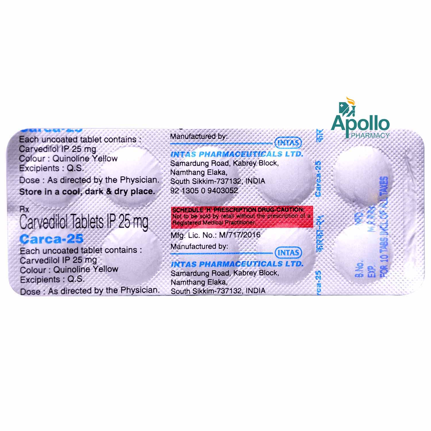 Carca 25 Tablet 10's, Pack of 10 TABLETS Carca 25 Tablet 10's, Pack of 10 TABLETS