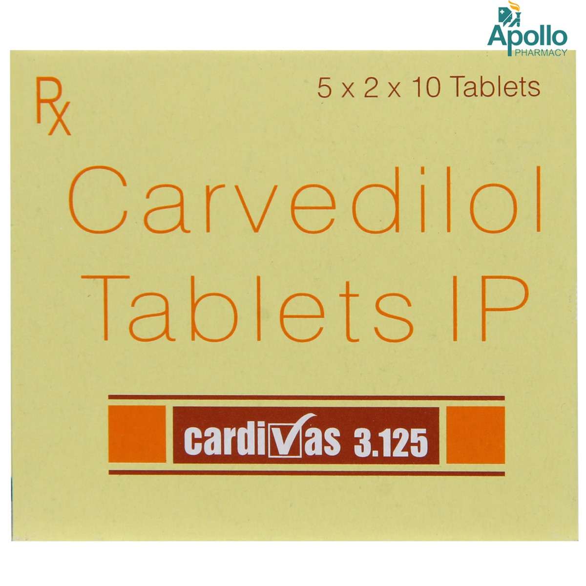 Cardivas 3.125 Tablet 10's, Pack of 10 TABLETS Cardivas 3.125 Tablet 10's, Pack of 10 TABLETS