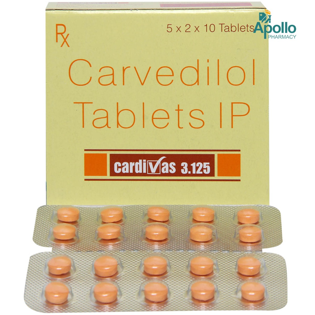 Cardivas 3.125 Tablet 10's, Pack of 10 TABLETS Cardivas 3.125 Tablet 10's, Pack of 10 TABLETS