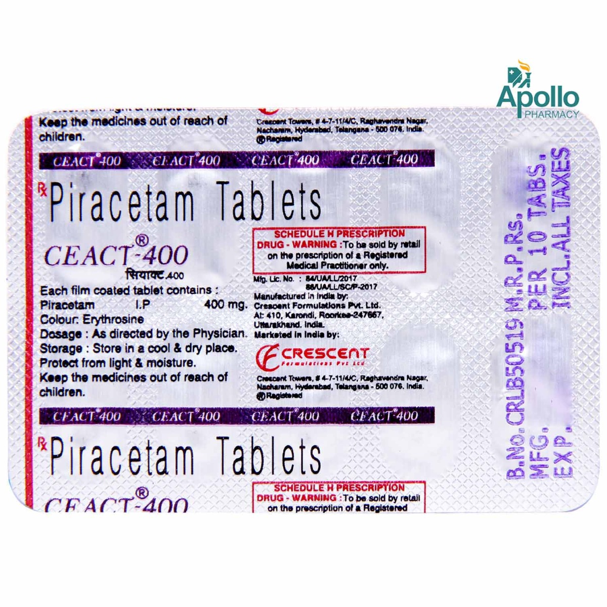 Ceact 400 mg Tablet 10's, Pack of 10 TabletS Ceact 400 mg Tablet 10's, Pack of 10 TabletS
