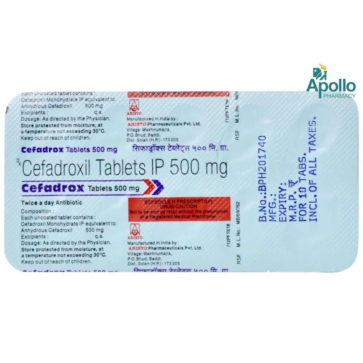 Cefadrox 500 mg Tablet 10's, Pack of 10 TABLETS Cefadrox 500 mg Tablet 10's, Pack of 10 TABLETS