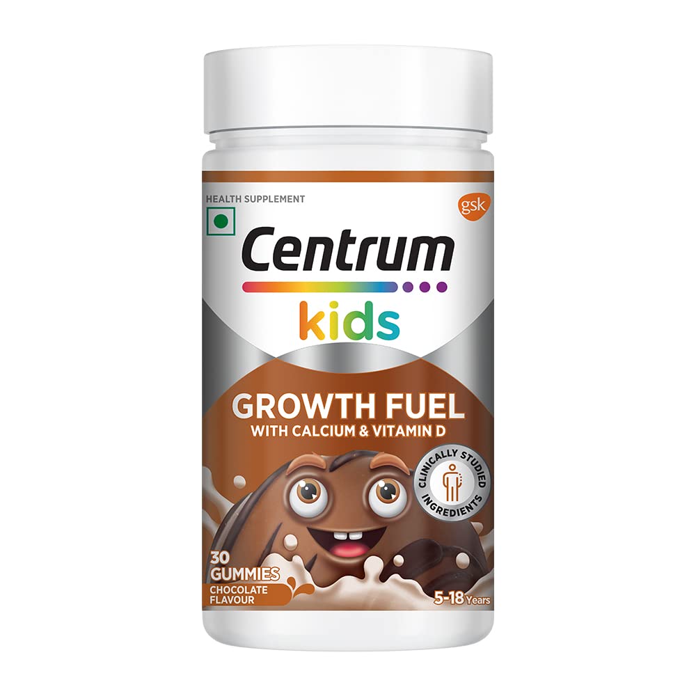 Centrum Kids Growth Fuel Chocolate Flavour Calcium & Vitamin D, 30 Gummies, Pack of 1 Centrum Kids Growth Fuel Chocolate Flavour Calcium & Vitamin D, 30 Gummies, Pack of 1