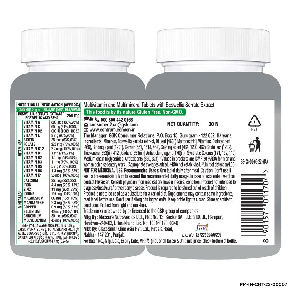 Centrum Adults 50+ Multivitamin, 30 Tablets, Pack of 1 Centrum Adults 50+ Multivitamin, 30 Tablets, Pack of 1