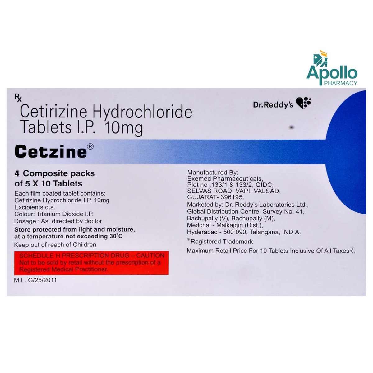 Cetzine 10 mg Tablet 10's, Pack of 10 TABLETS Cetzine 10 mg Tablet 10's, Pack of 10 TABLETS