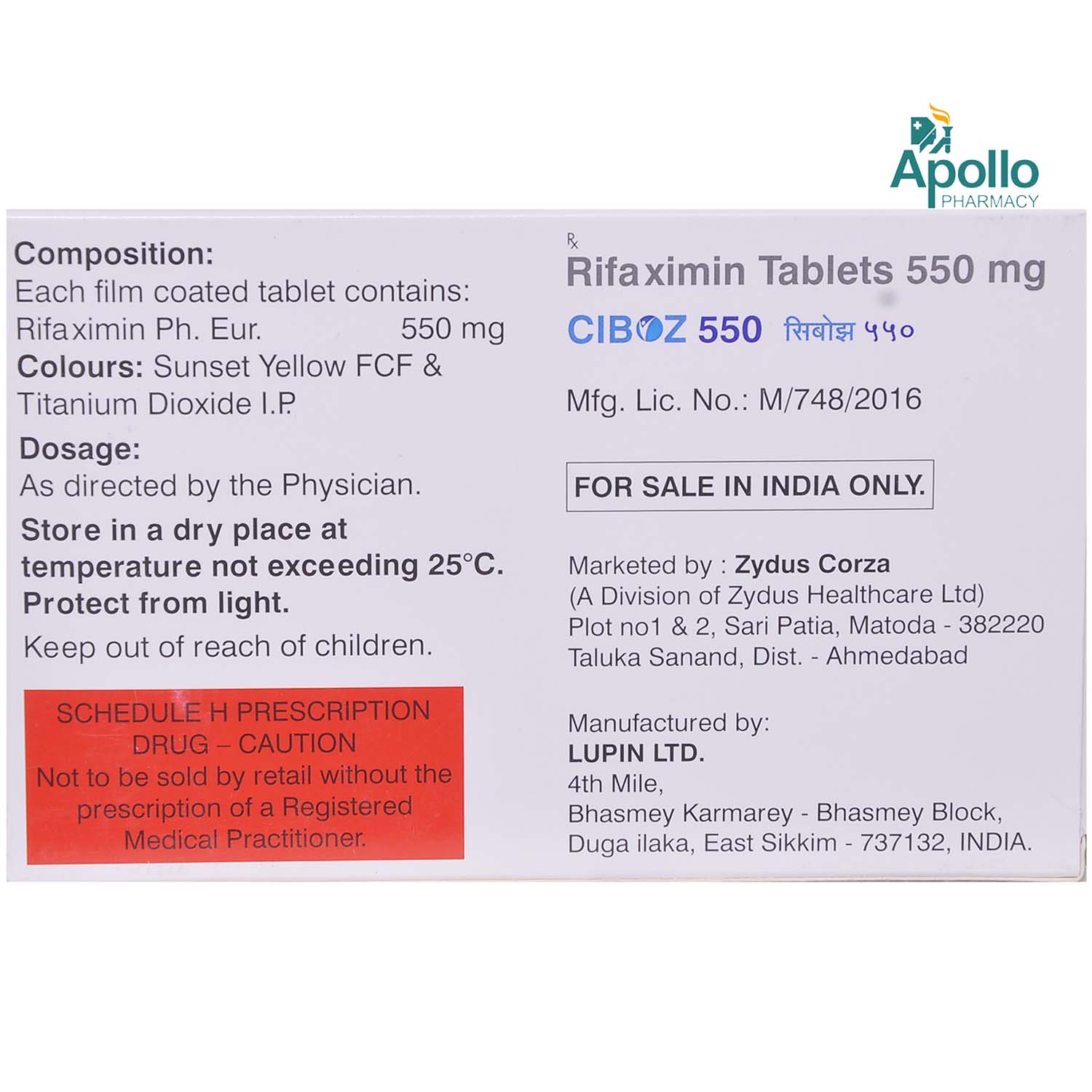 Ciboz 550 mg Tablet 10's, Pack of 10 TabletS Ciboz 550 mg Tablet 10's, Pack of 10 TabletS