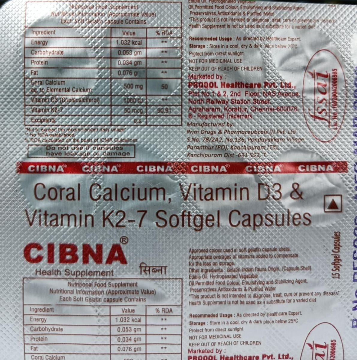 Cibna Tablet 15's, Pack of 15 TabletS Cibna Tablet 15's, Pack of 15 TabletS