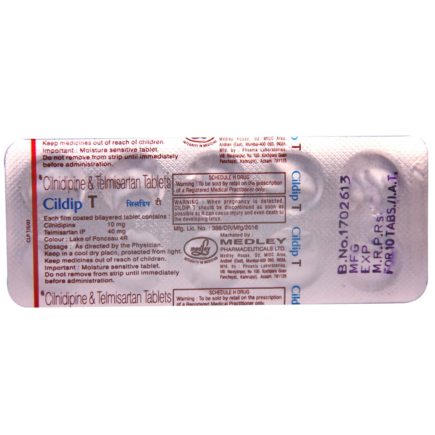 Cildip T Tablet 10's, Pack of 10 TABLETS Cildip T Tablet 10's, Pack of 10 TABLETS