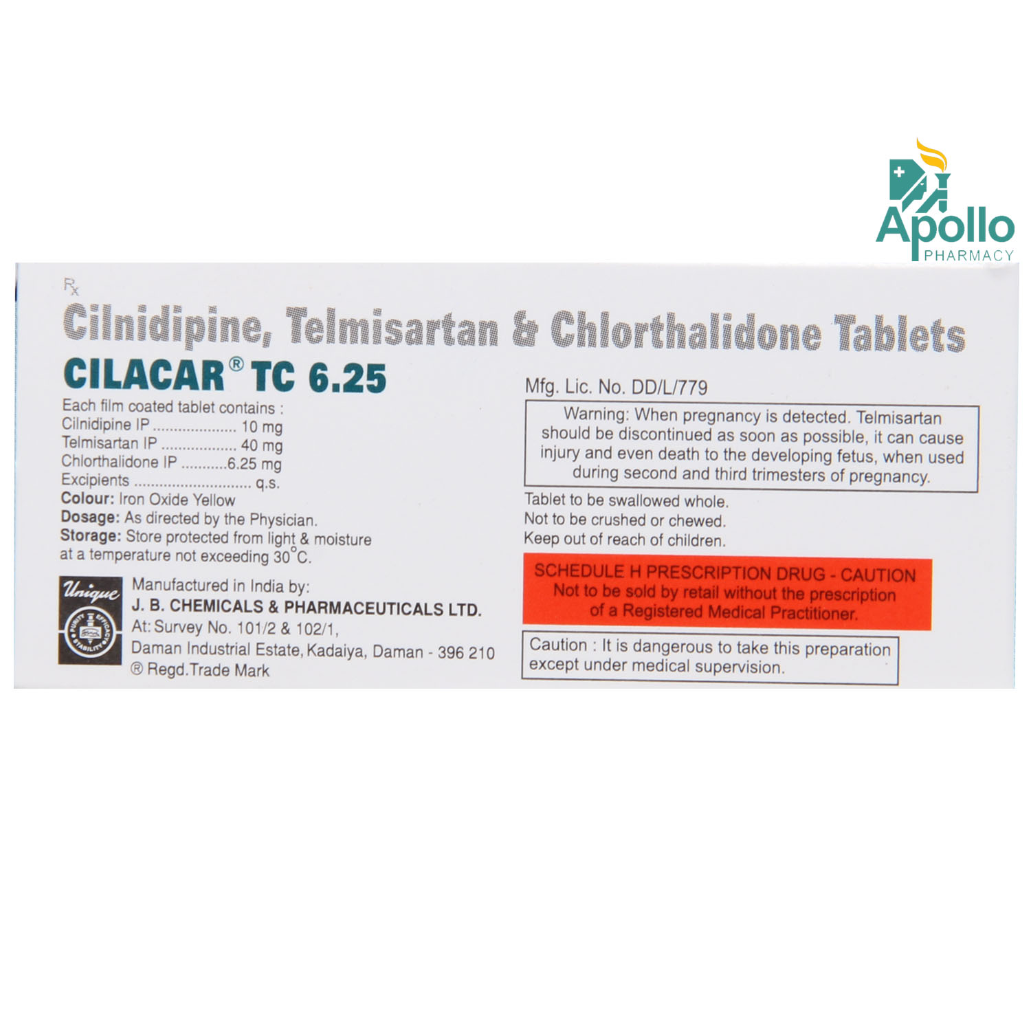 Cilacar TC 6.25 Tablet 10's, Pack of 10 Cilacar TC 6.25 Tablet 10's, Pack of 10