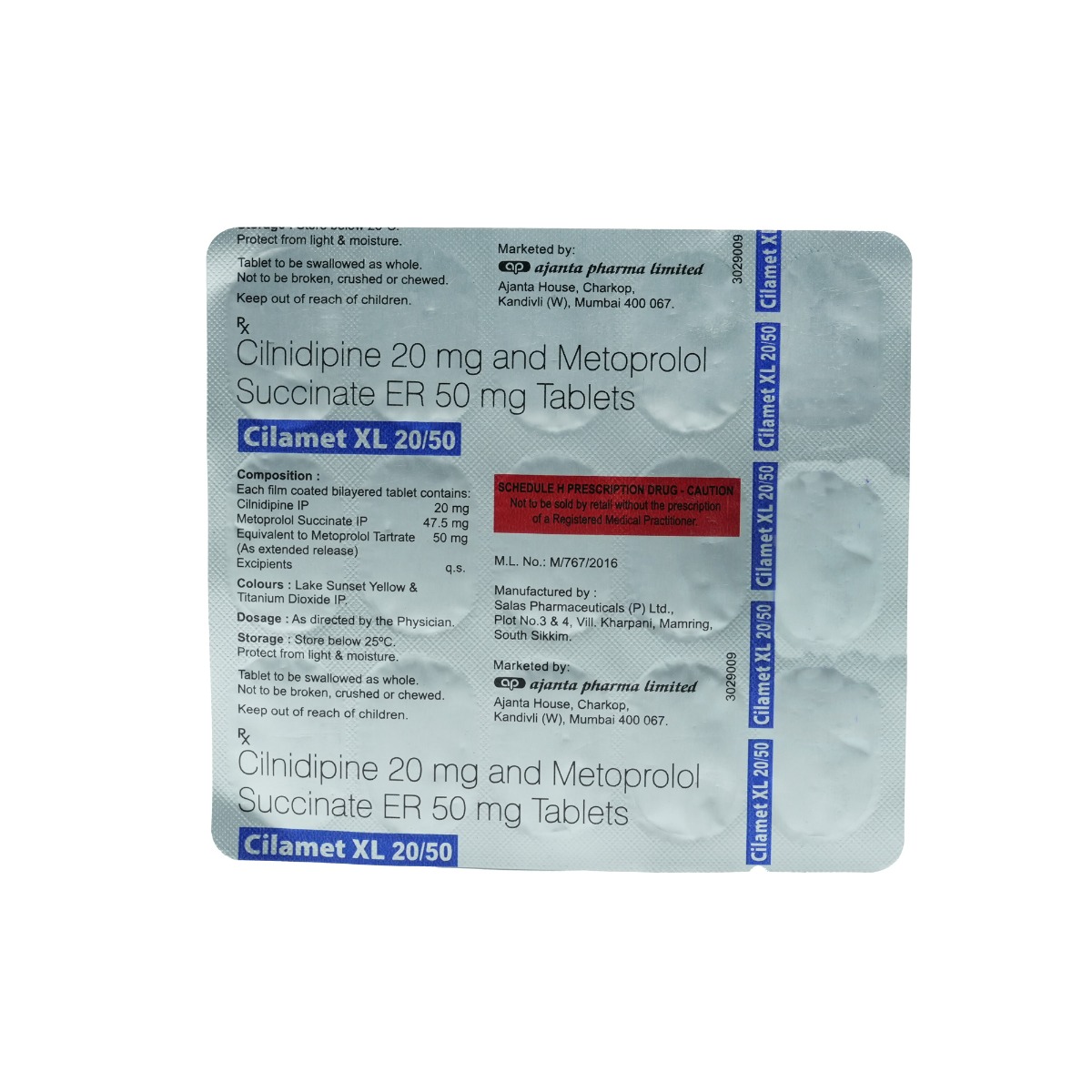 Cilamet XL 20 mg/50 mg Tablet 15's, Pack of 15 TABLETS Cilamet XL 20 mg/50 mg Tablet 15's, Pack of 15 TABLETS