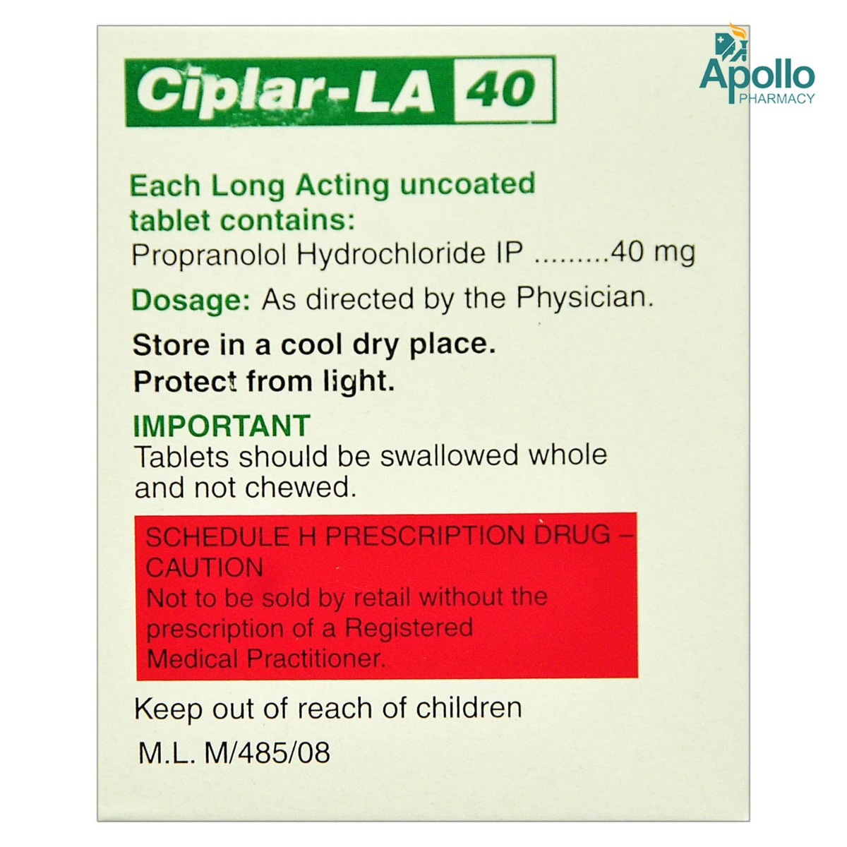 Ciplar-LA 40 Tablet 15's, Pack of 15 TABLETS Ciplar-LA 40 Tablet 15's, Pack of 15 TABLETS