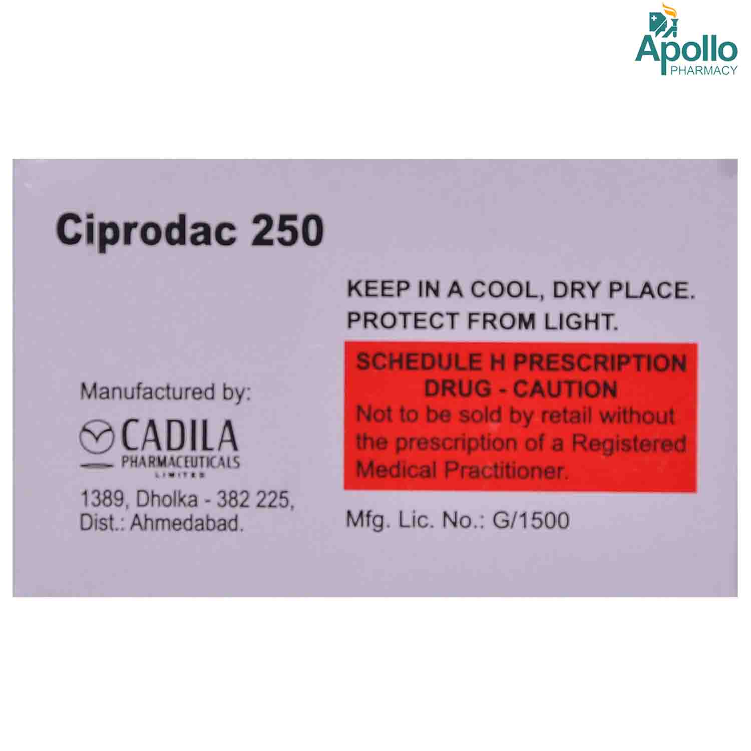 Ciprodac 250 mg Tablet 10's, Pack of 10 TabletS Ciprodac 250 mg Tablet 10's, Pack of 10 TabletS