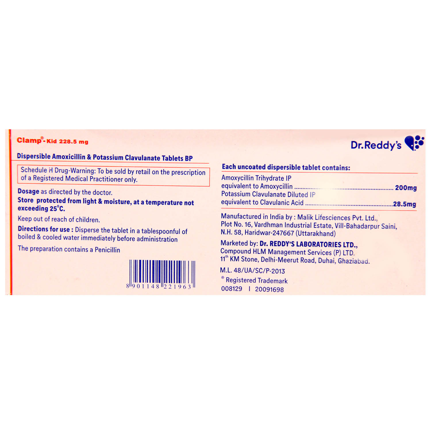 Clamp Kid 228.5 mg Tablet 10's, Pack of 10 TabletS Clamp Kid 228.5 mg Tablet 10's, Pack of 10 TabletS