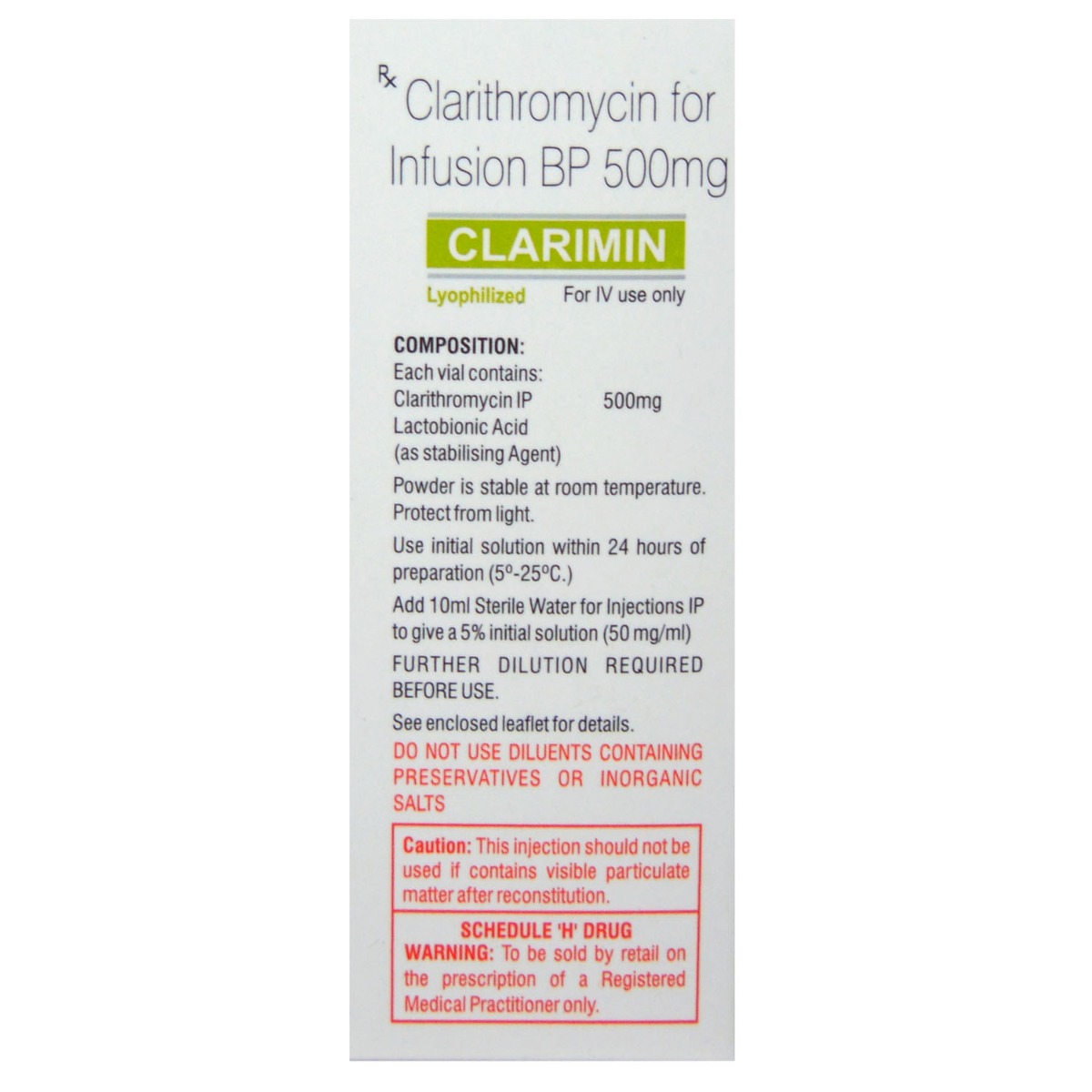 CLARIMIN 500MG INJECTION, Pack of 1 Injection CLARIMIN 500MG INJECTION, Pack of 1 Injection