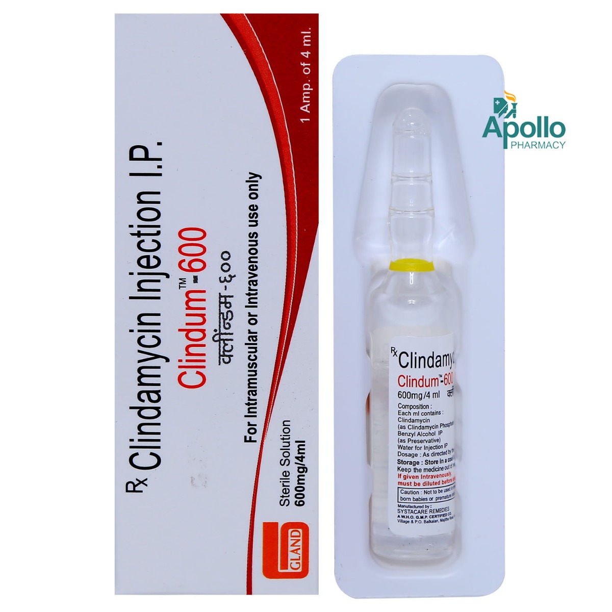 Clindum 600mg Injection 4ml, Pack of 1 INJECTION Clindum 600mg Injection 4ml, Pack of 1 INJECTION