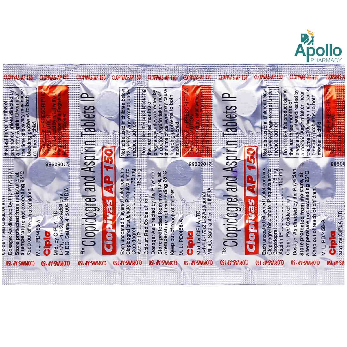 Clopivas AP 150 Tablet 15's, Pack of 15 TABLETS Clopivas AP 150 Tablet 15's, Pack of 15 TABLETS
