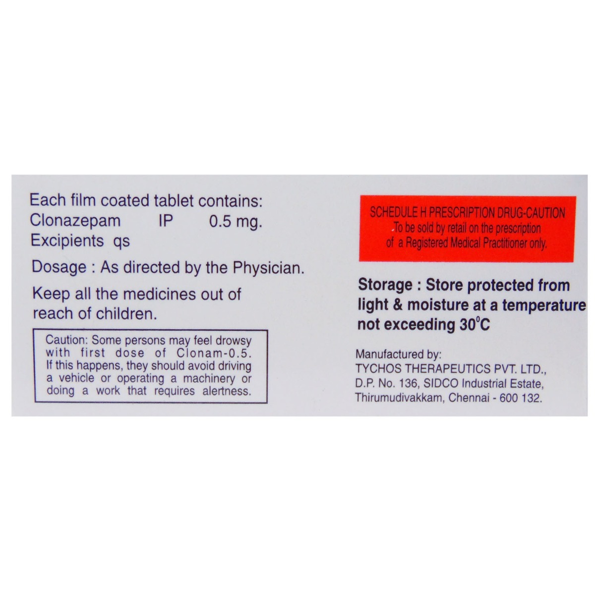 Clonam 0.5 mg Tablet 10's, Pack of 10 TabletS Clonam 0.5 mg Tablet 10's, Pack of 10 TabletS