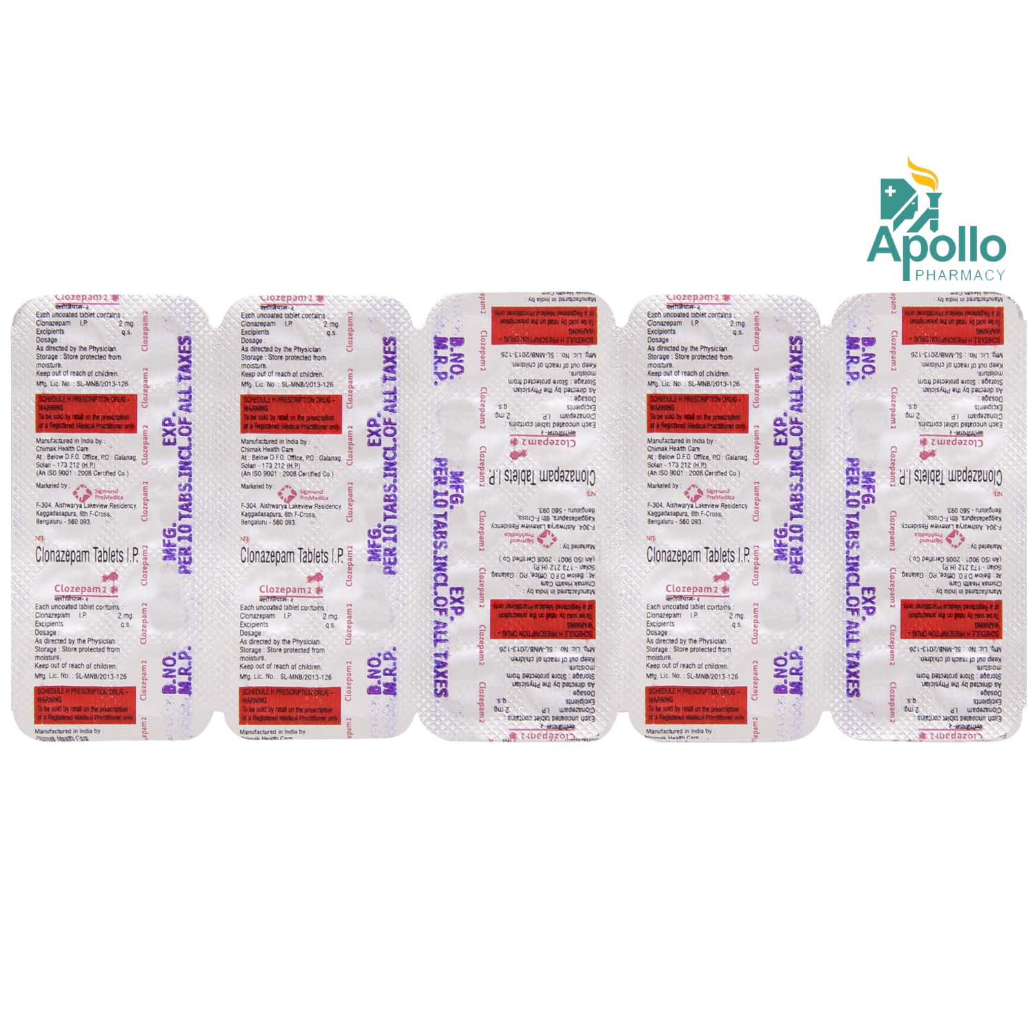 Clozepam 2 Tablet 10's, Pack of 10 TABLETS Clozepam 2 Tablet 10's, Pack of 10 TABLETS