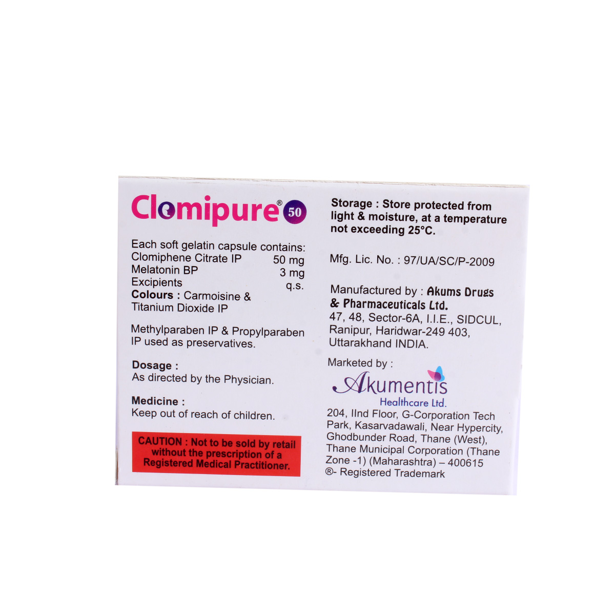 Clomipure 50mg Tablet 5's, Pack of 5 TABLETS Clomipure 50mg Tablet 5's, Pack of 5 TABLETS