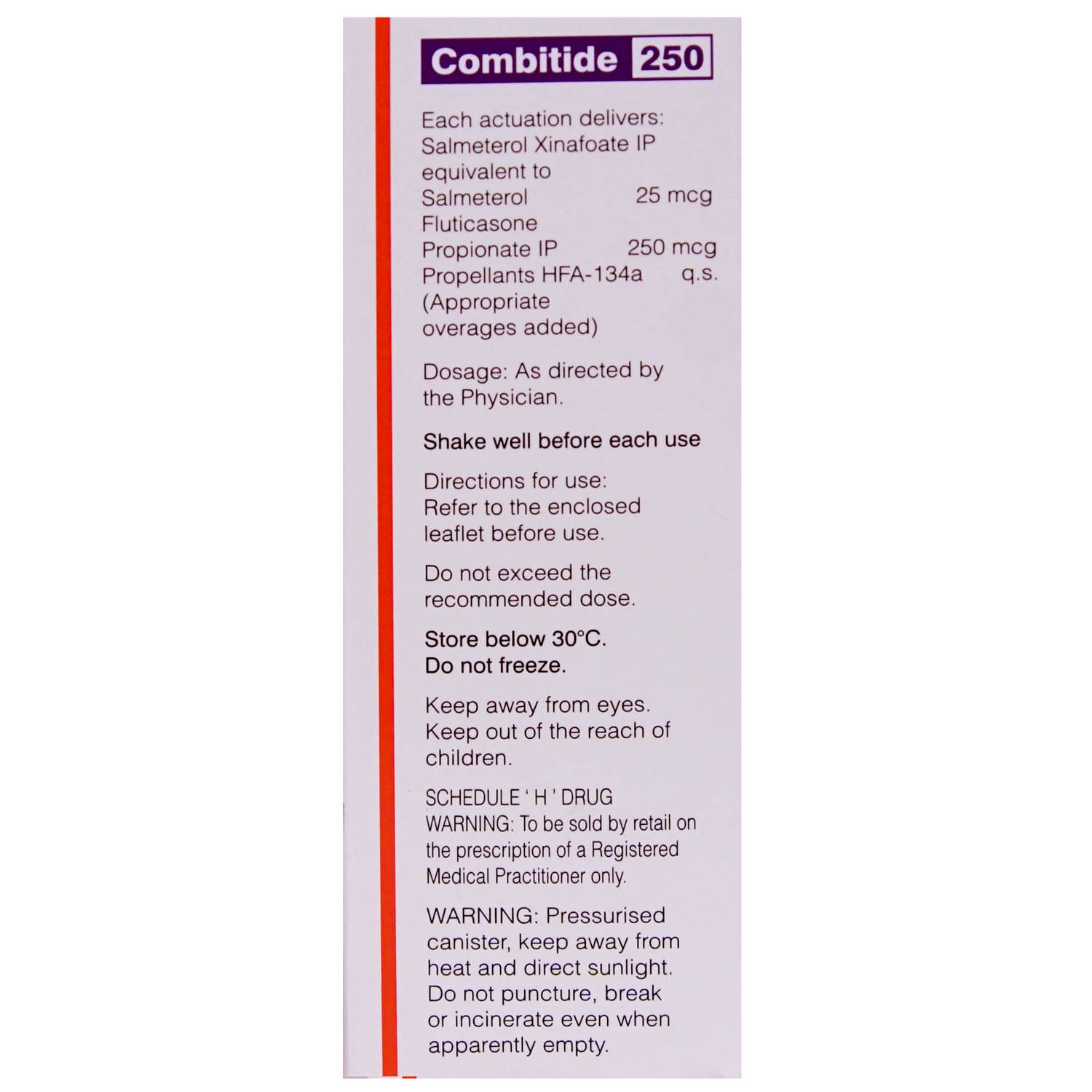Combitide 250 Inhaler 120 mdi, Pack of 1 Combitide 250 Inhaler 120 mdi, Pack of 1