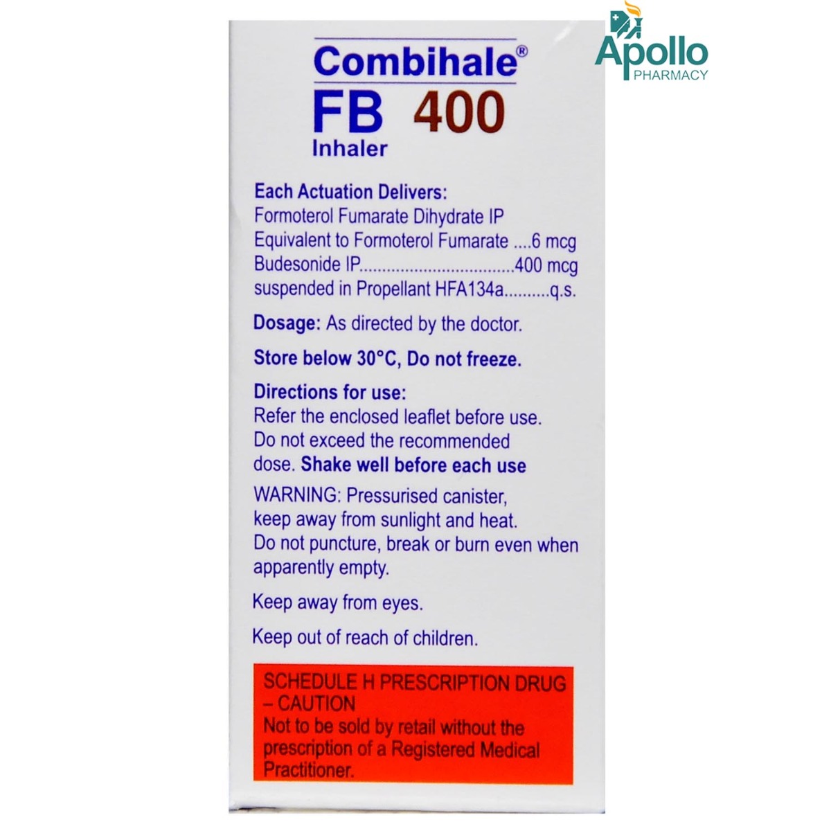 Combihale FB 400 Inhaler 120 mdi, Pack of 1 INHALER Combihale FB 400 Inhaler 120 mdi, Pack of 1 INHALER