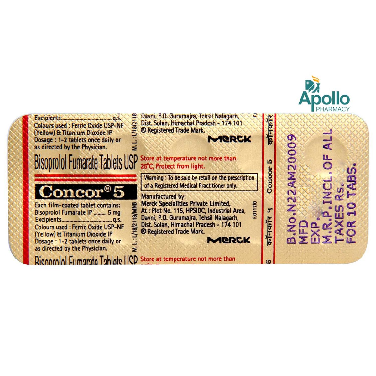 Concor 5 Tablet 10's, Pack of 10 TABLETS Concor 5 Tablet 10's, Pack of 10 TABLETS
