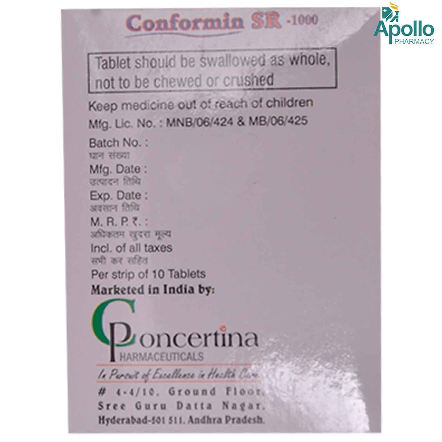 Conformin SR-1000 Tablet 10's, Pack of 10 TABLETS Conformin SR-1000 Tablet 10's, Pack of 10 TABLETS