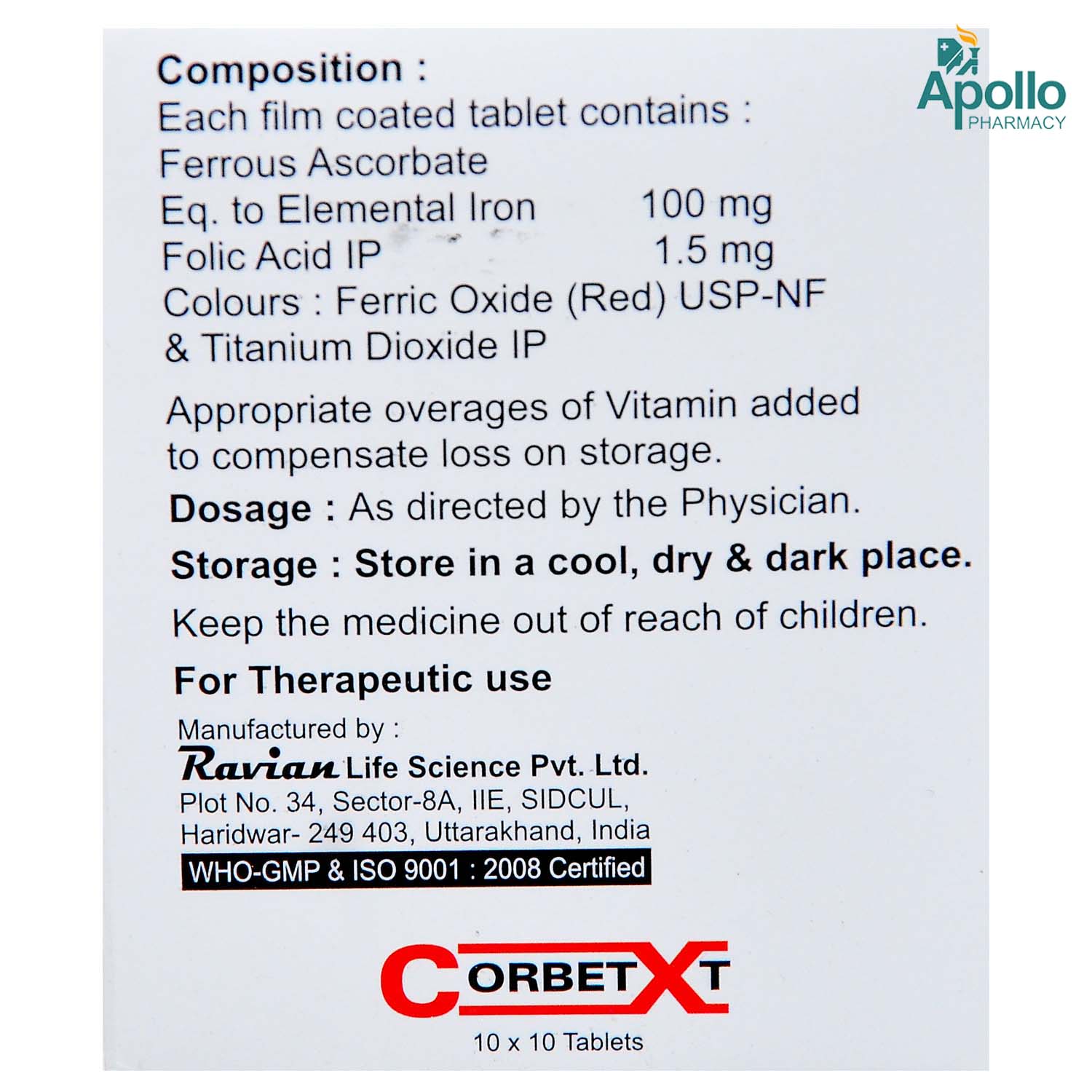 Corbet XT Tablet 10's, Pack of 10 TabletS Corbet XT Tablet 10's, Pack of 10 TabletS