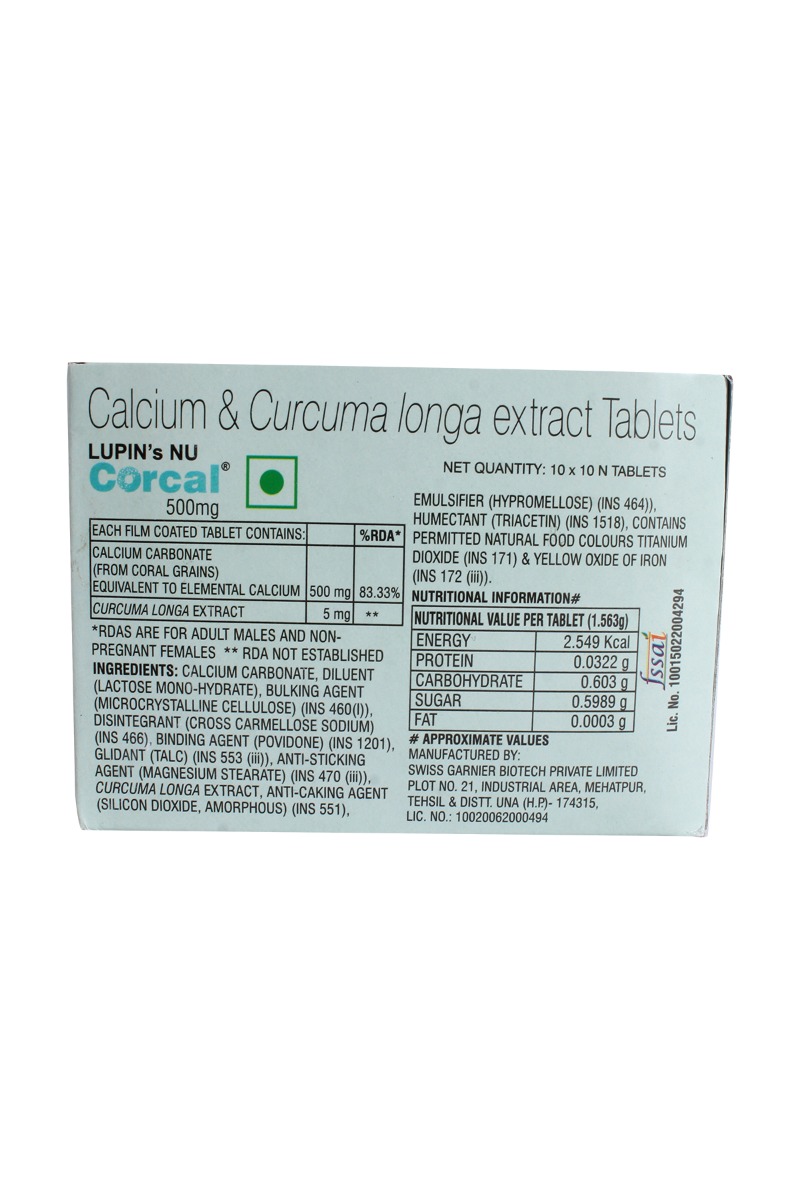 Corcal 500 mg Tablet 10's, Pack of 10 TABLETS Corcal 500 mg Tablet 10's, Pack of 10 TABLETS