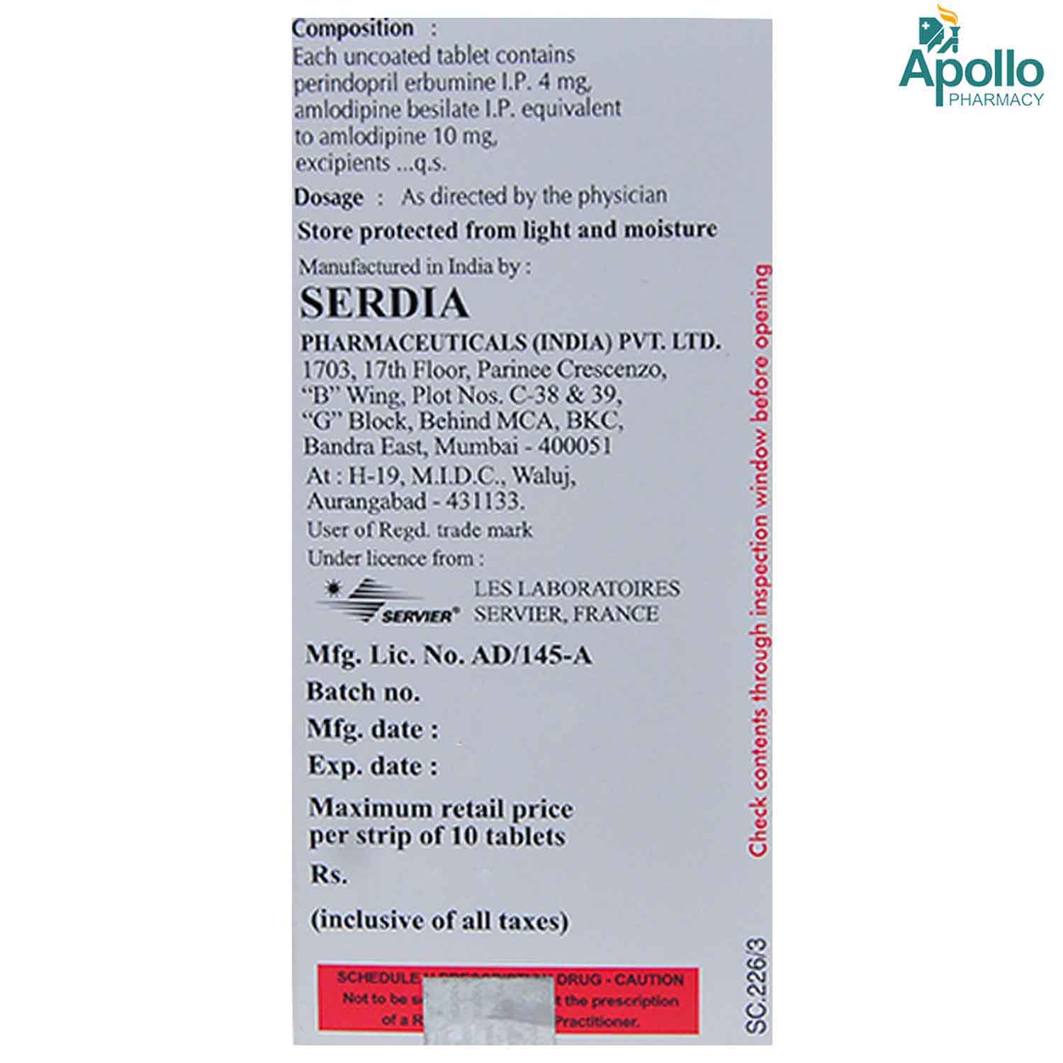 Coversyl-AM 4/10 Tablet 10's, Pack of 10 TABLETS Coversyl-AM 4/10 Tablet 10's, Pack of 10 TABLETS