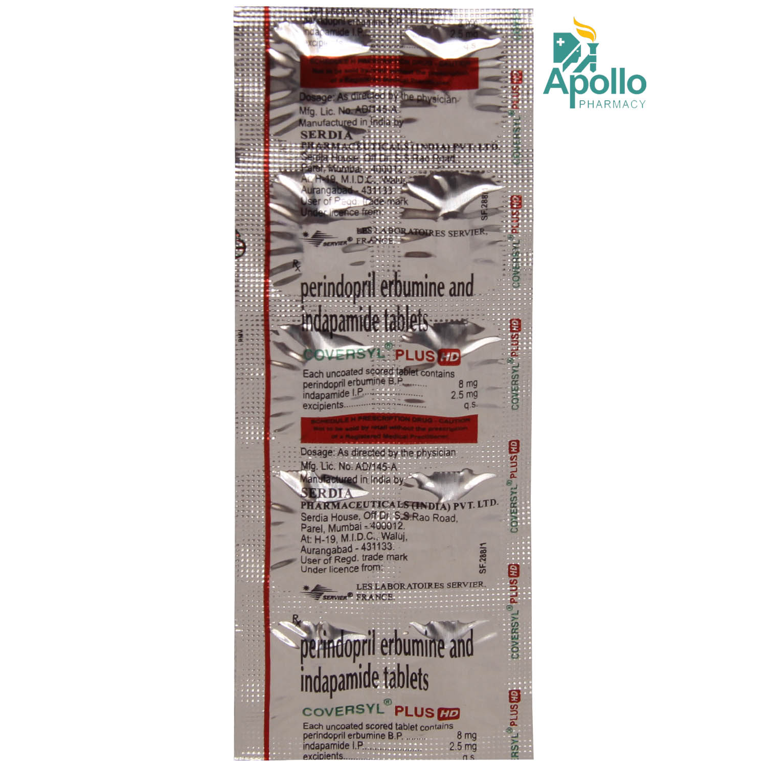 Coversyl Plus HD Tablet 10's, Pack of 10 TABLETS Coversyl Plus HD Tablet 10's, Pack of 10 TABLETS