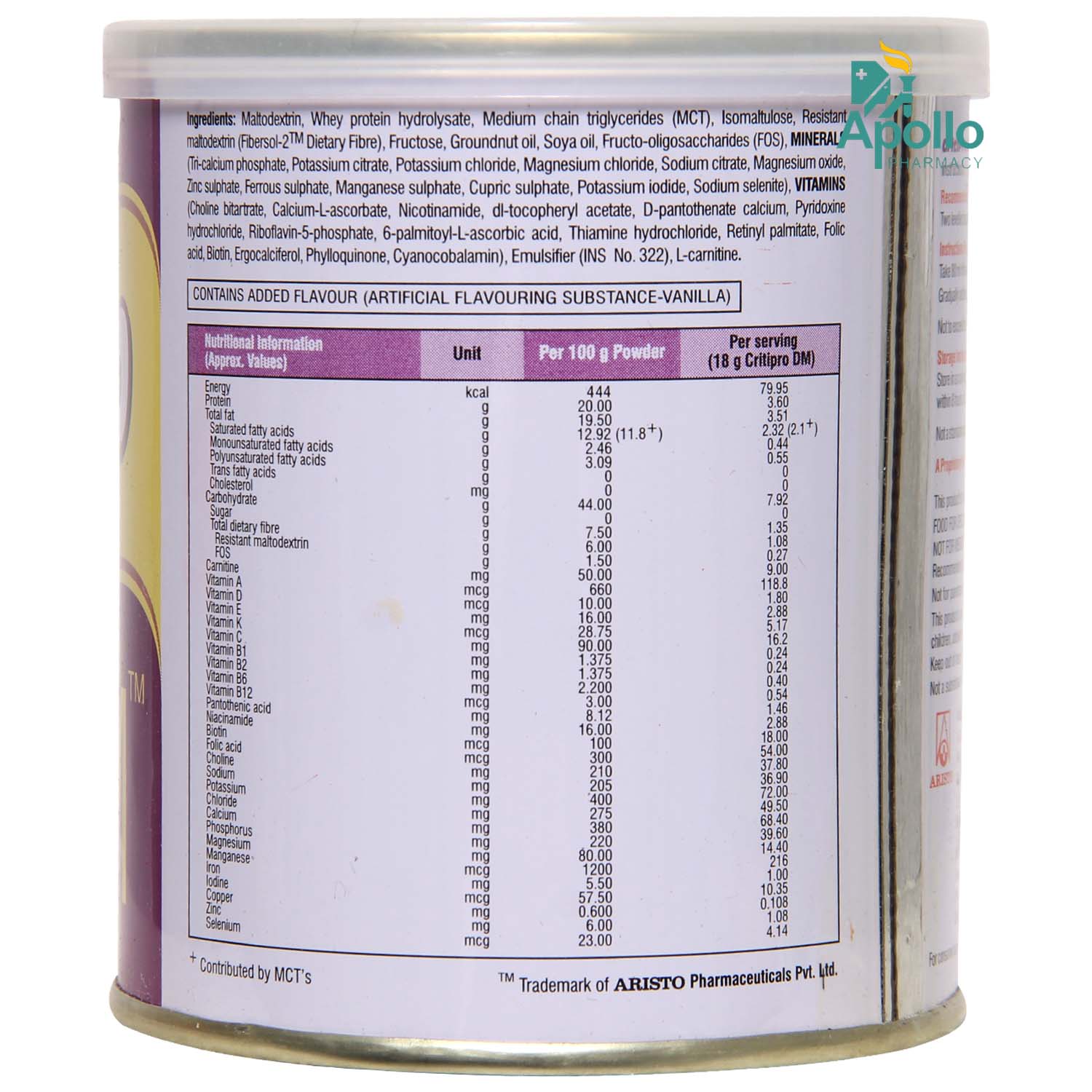 Critipro DM Vanilla Powder 180 gm, Pack of 1 Critipro DM Vanilla Powder 180 gm, Pack of 1