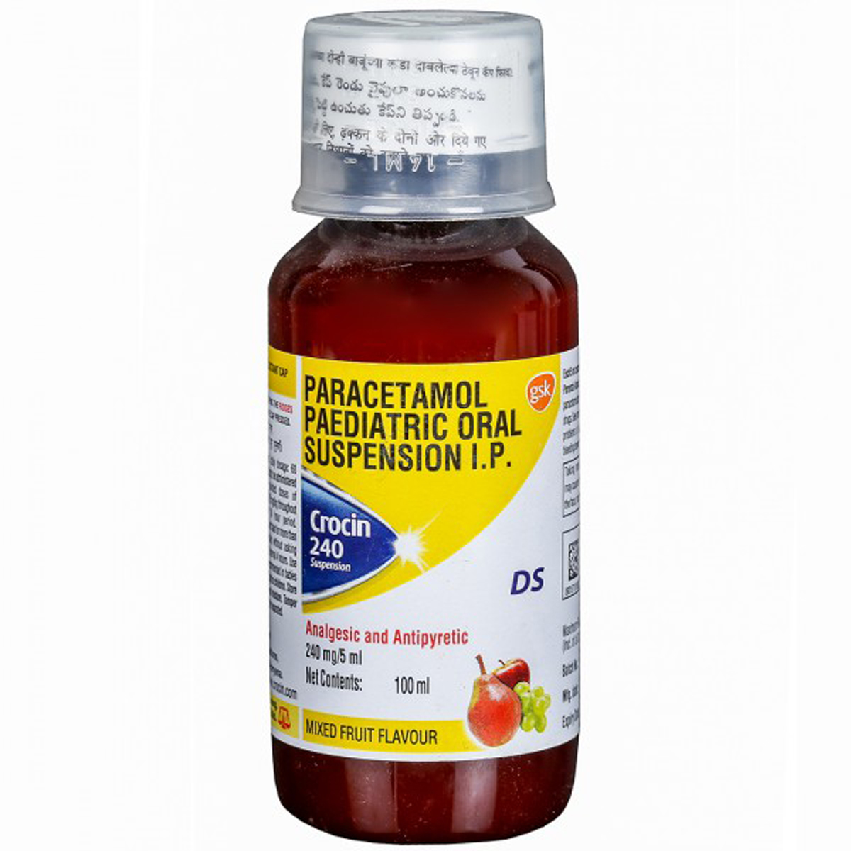 Crocin 240 DS Mixed Fruit Suspension 100 ml, Pack of 1 Suspension Crocin 240 DS Mixed Fruit Suspension 100 ml, Pack of 1 Suspension