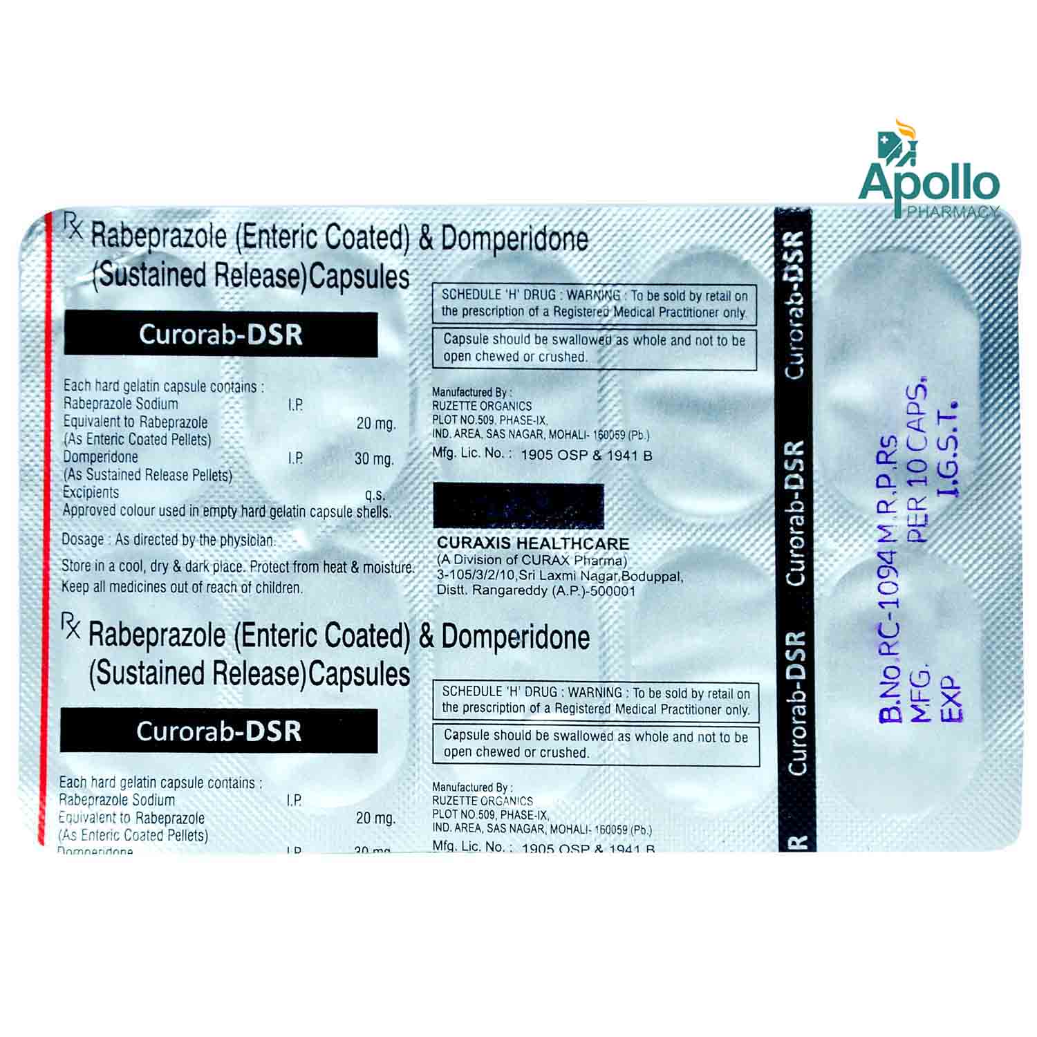 Curorab DSR Tablet 10's, Pack of 10 TABLETS Curorab DSR Tablet 10's, Pack of 10 TABLETS