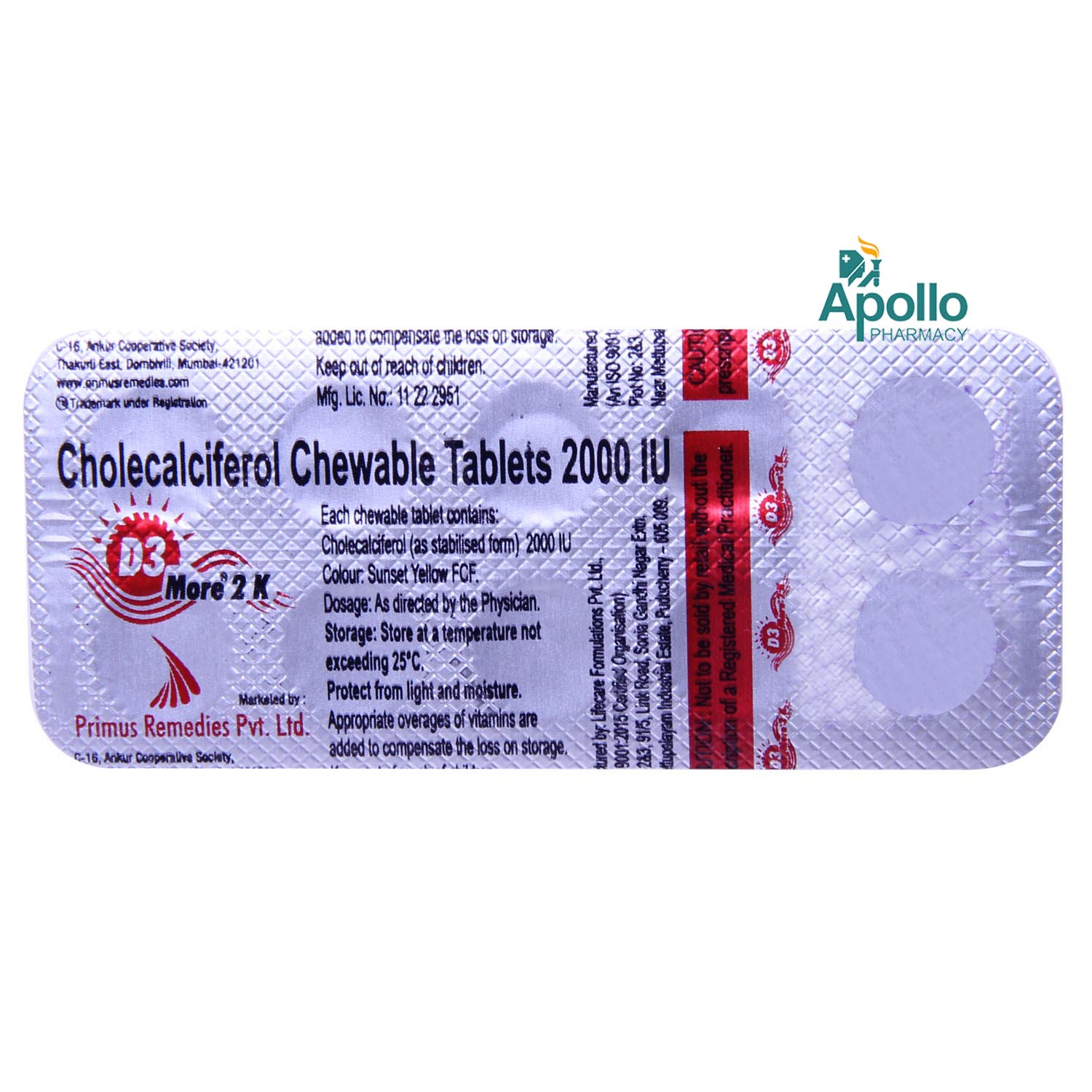 D3 More 2K Chewable Tablet 10's, Pack of 10 D3 More 2K Chewable Tablet 10's, Pack of 10