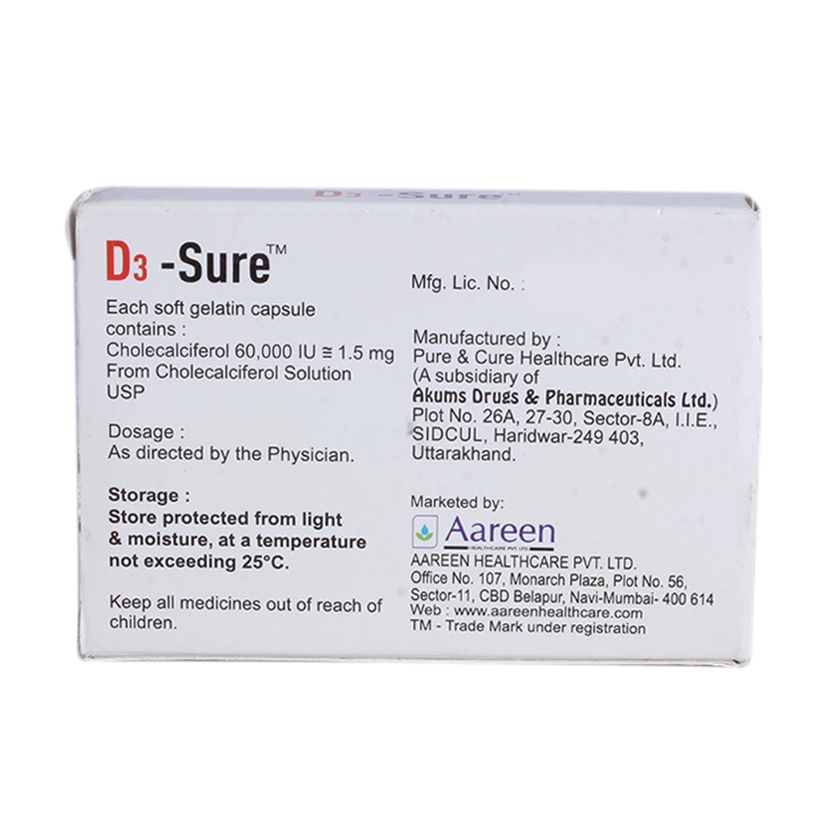 D3 Sure Soft Gelatin Capsule 4's, Pack of 4 D3 Sure Soft Gelatin Capsule 4's, Pack of 4
