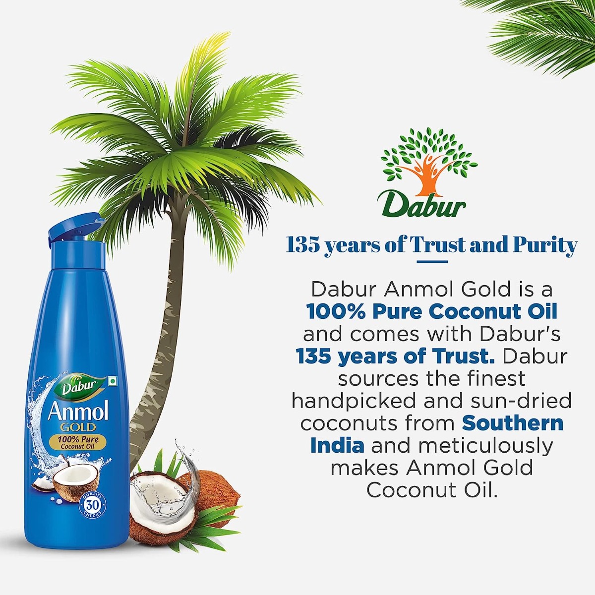 Dabur Anmol Gold 100% Pure Coconut Oil, 600 ml, Pack of 1 Dabur Anmol Gold 100% Pure Coconut Oil, 600 ml, Pack of 1