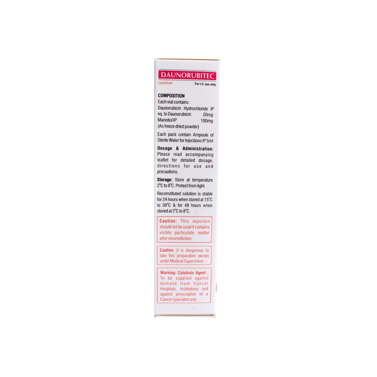 Daunorubitec 20Mg Inj, Pack of 1 Injection Daunorubitec 20Mg Inj, Pack of 1 Injection