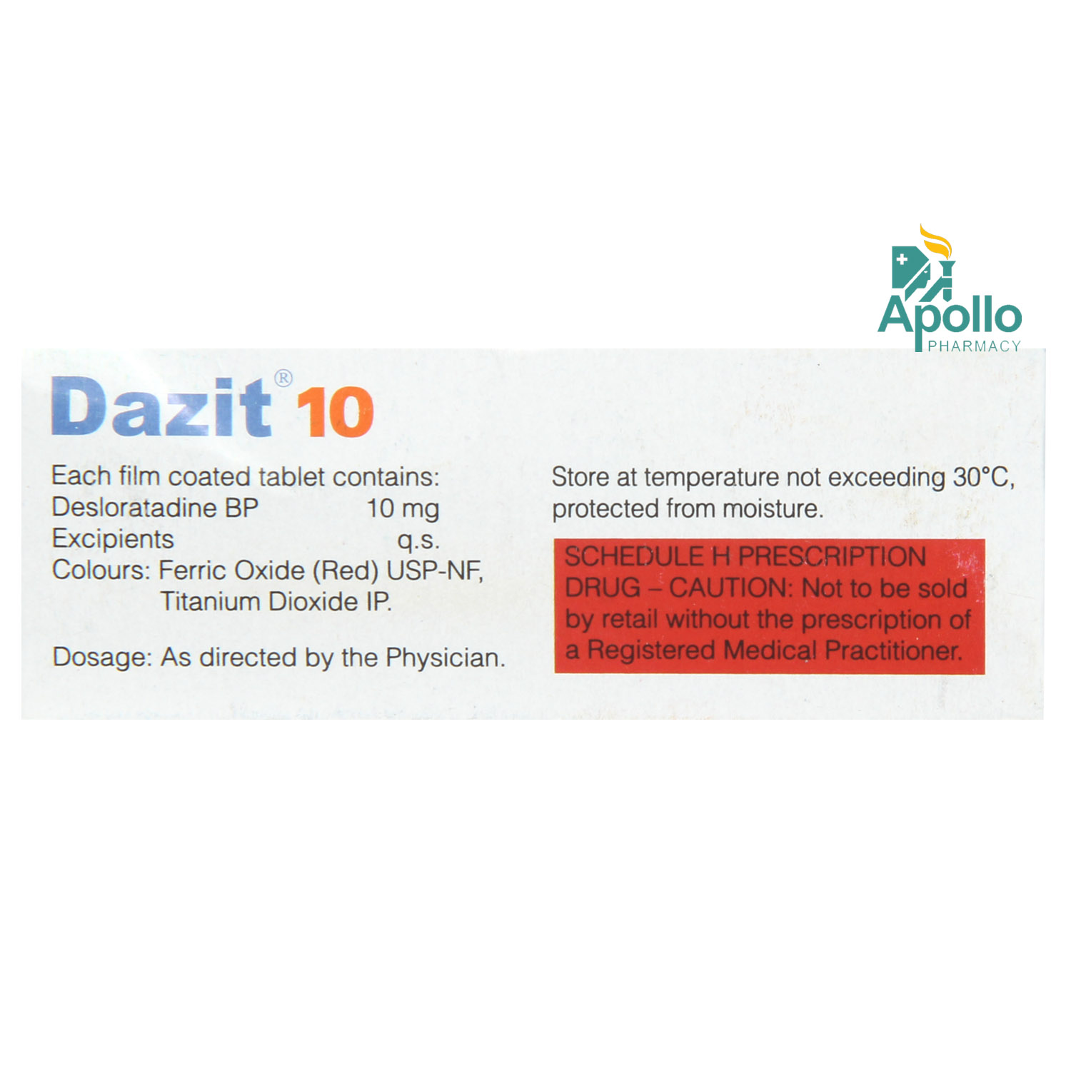 Dazit 10 Tablet 10's, Pack of 10 TABLETS Dazit 10 Tablet 10's, Pack of 10 TABLETS