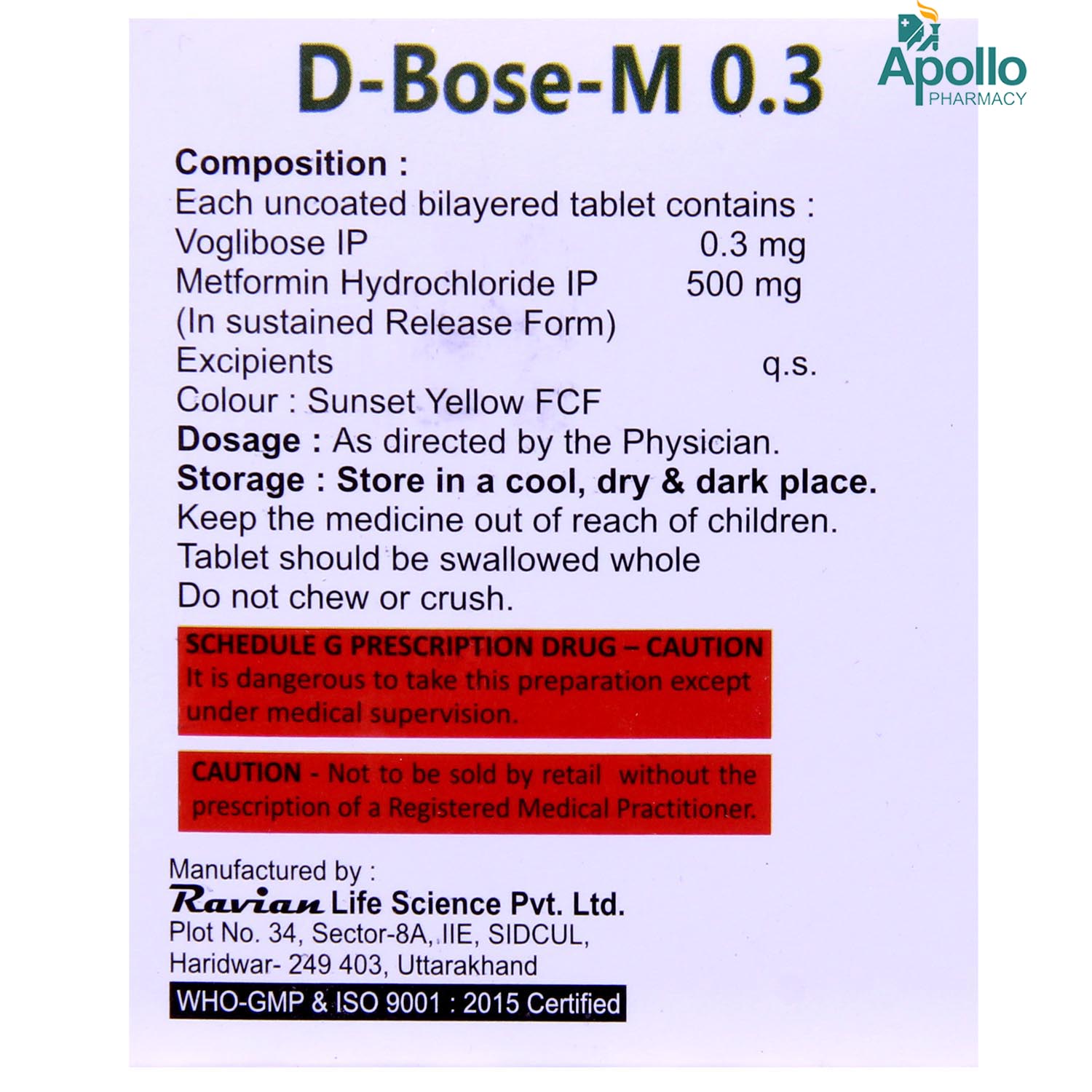 D-Bose 0.3 Tablet 10's, Pack of 10 TabletS D-Bose 0.3 Tablet 10's, Pack of 10 TabletS