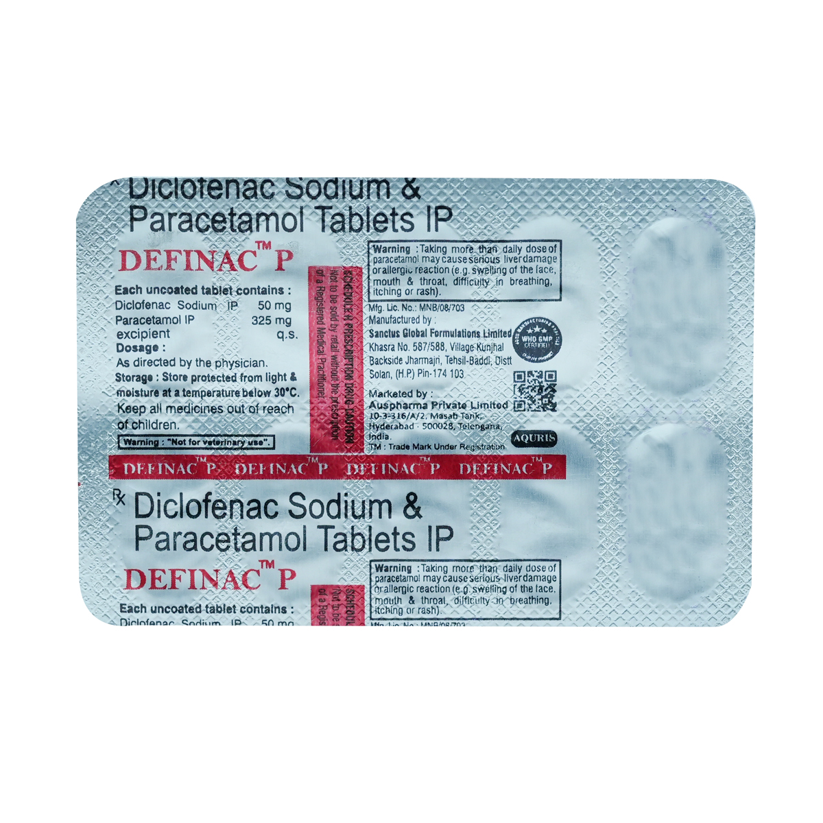 Definac P 50/325 Tablet 10's, Pack of 10 TABLETS Definac P 50/325 Tablet 10's, Pack of 10 TABLETS