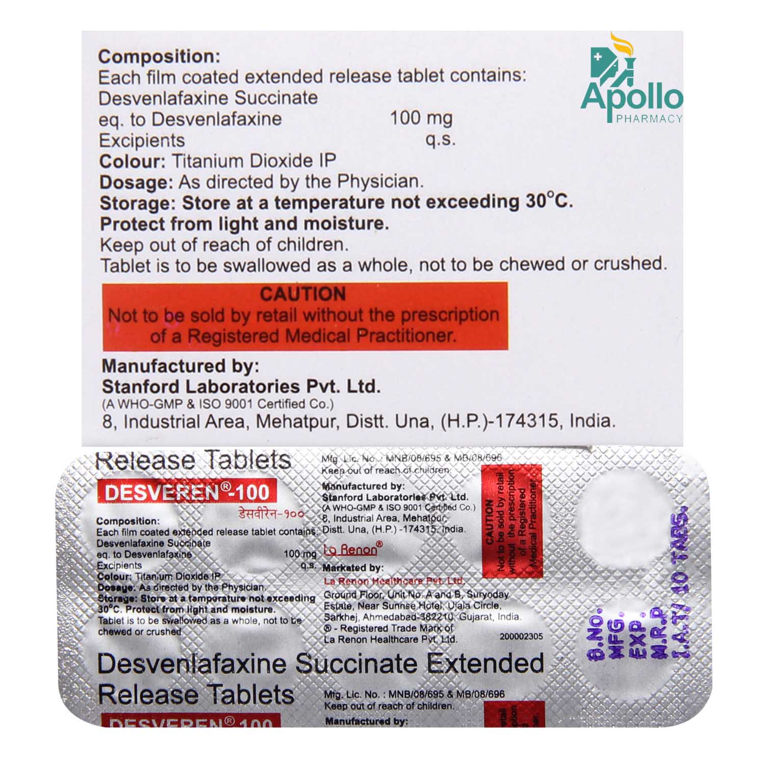 Desveren-100 Tablet 10's, Pack of 10 TabletS Desveren-100 Tablet 10's, Pack of 10 TabletS