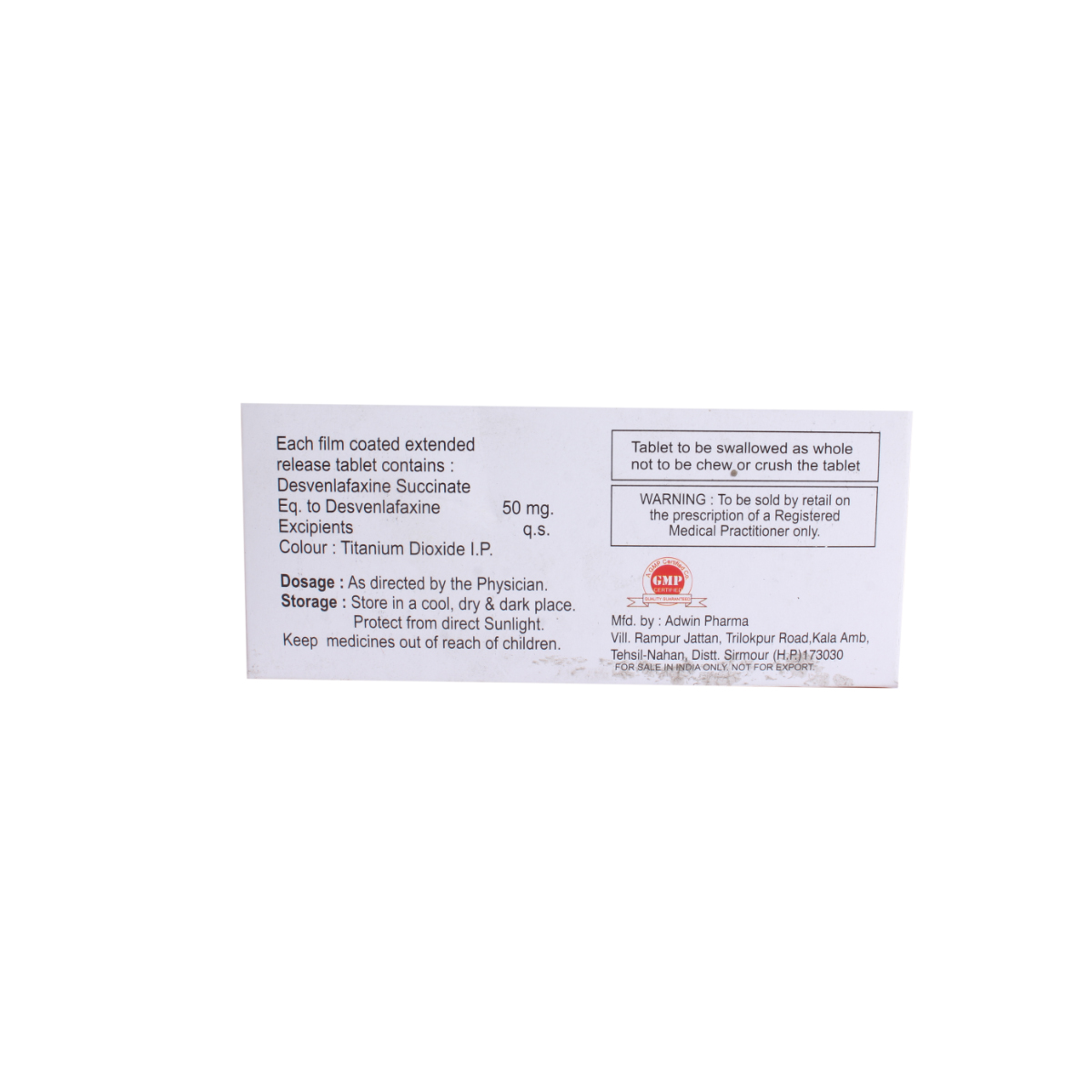 Devan ER 50 Tablet 10's, Pack of 10 TABLETS Devan ER 50 Tablet 10's, Pack of 10 TABLETS