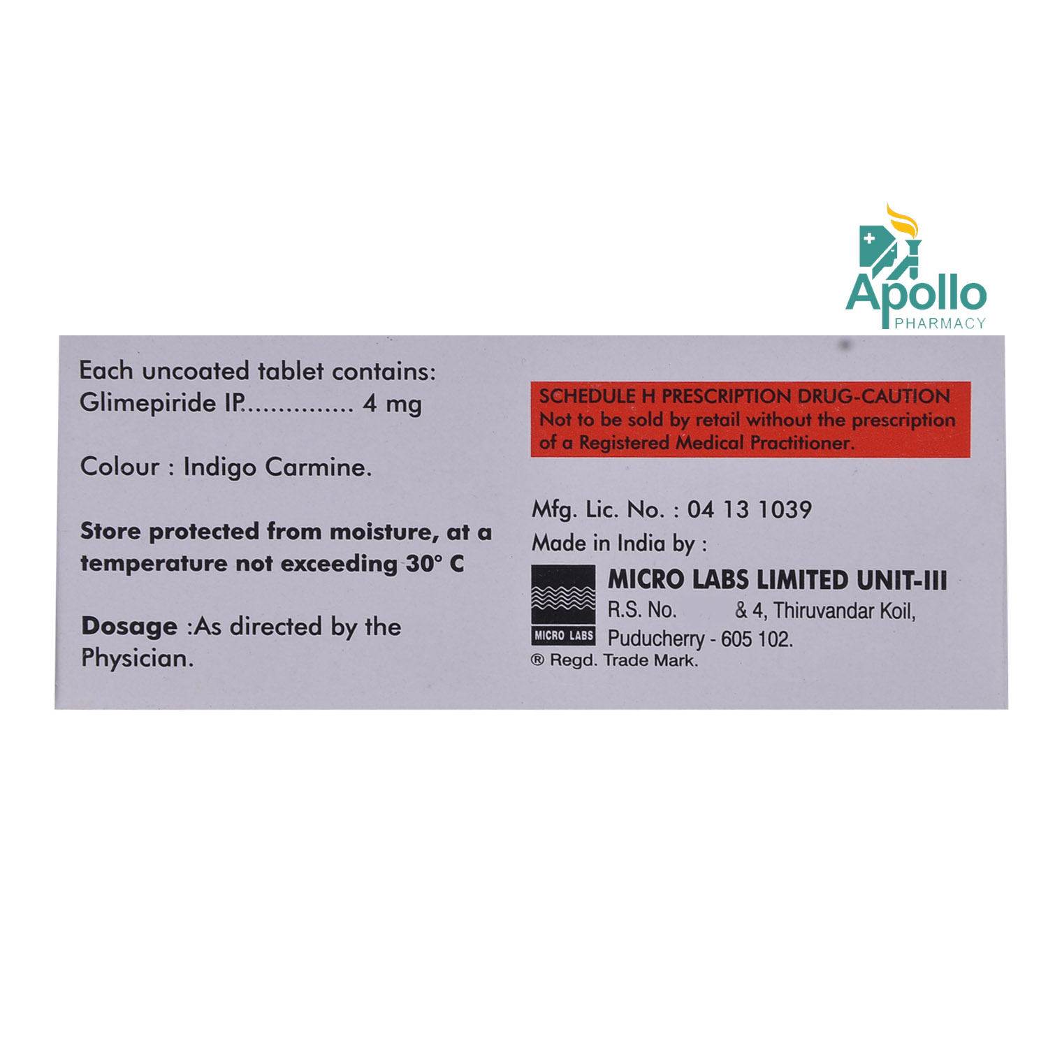 Diapride-4 Tablet 10's, Pack of 10 TABLETS Diapride-4 Tablet 10's, Pack of 10 TABLETS