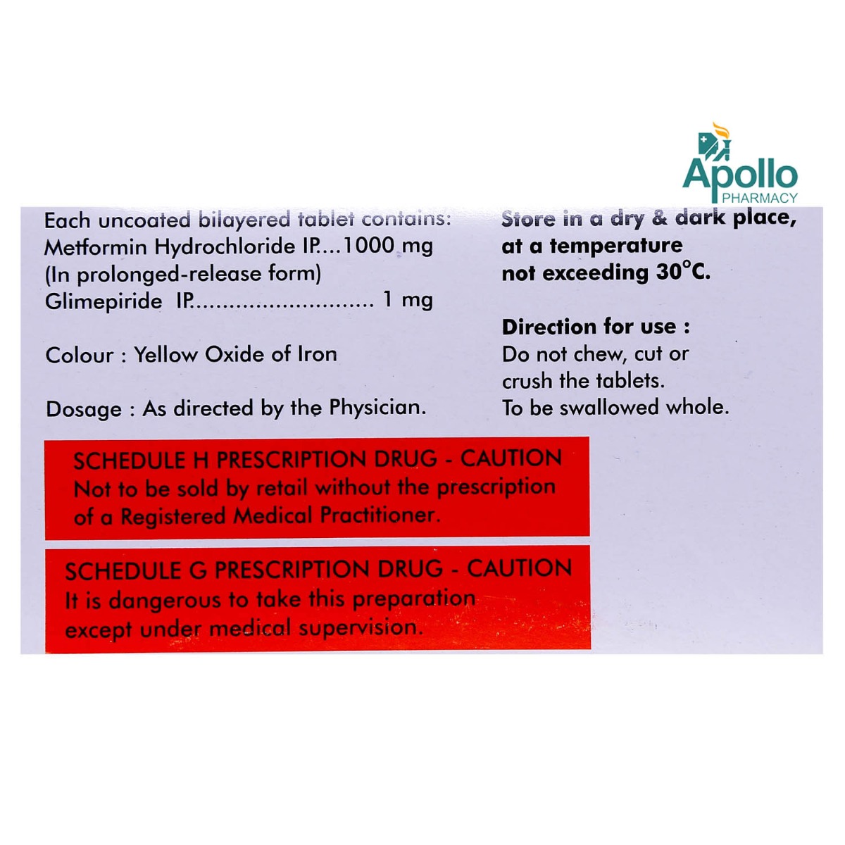 Diapride M1 Forte Tablet 10's, Pack of 10 TABLETS Diapride M1 Forte Tablet 10's, Pack of 10 TABLETS